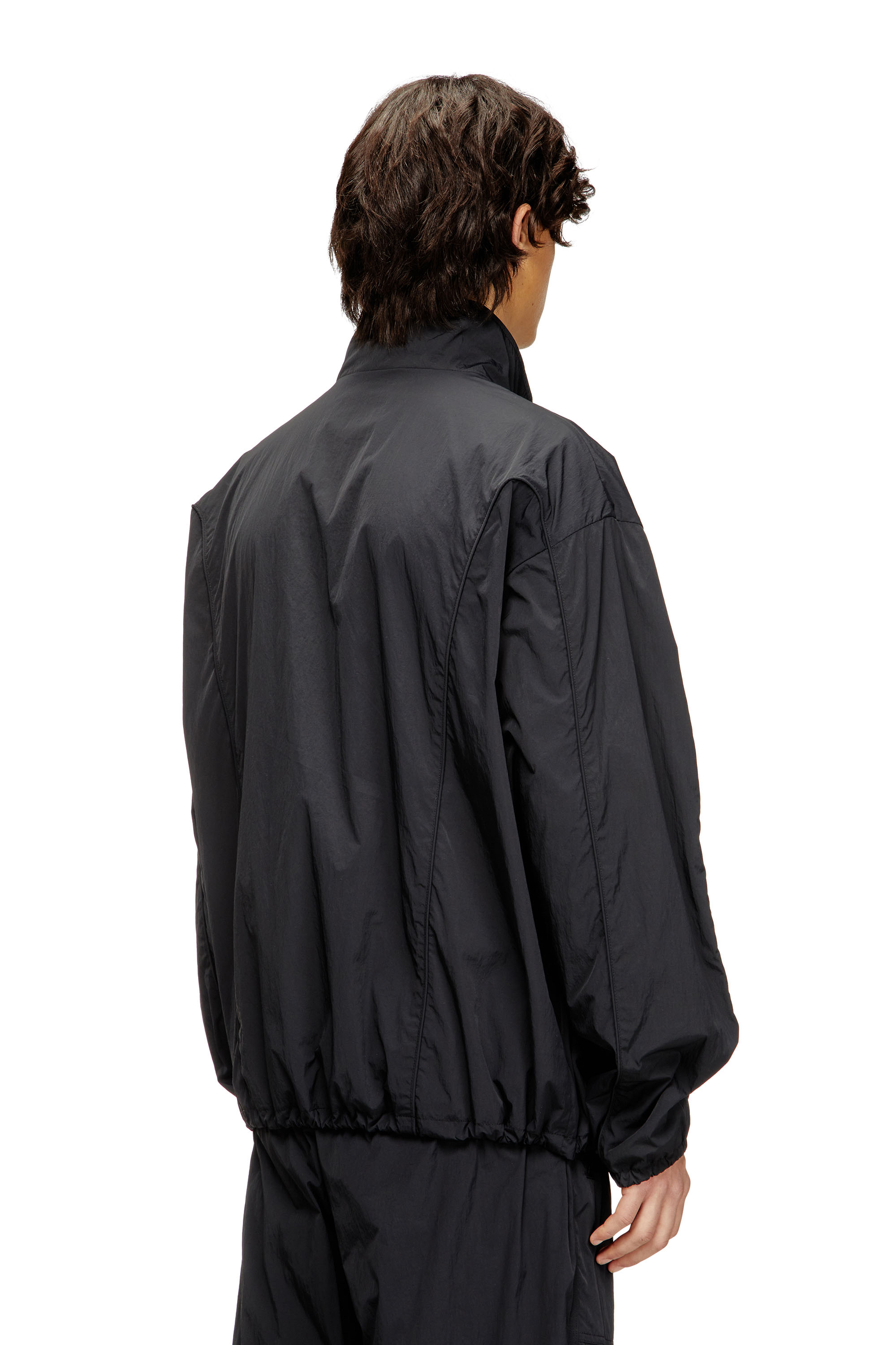 Diesel - J-FIVE-WRD-AKAD, Man's Crinkled-nylon jacket with piping in Black - 5