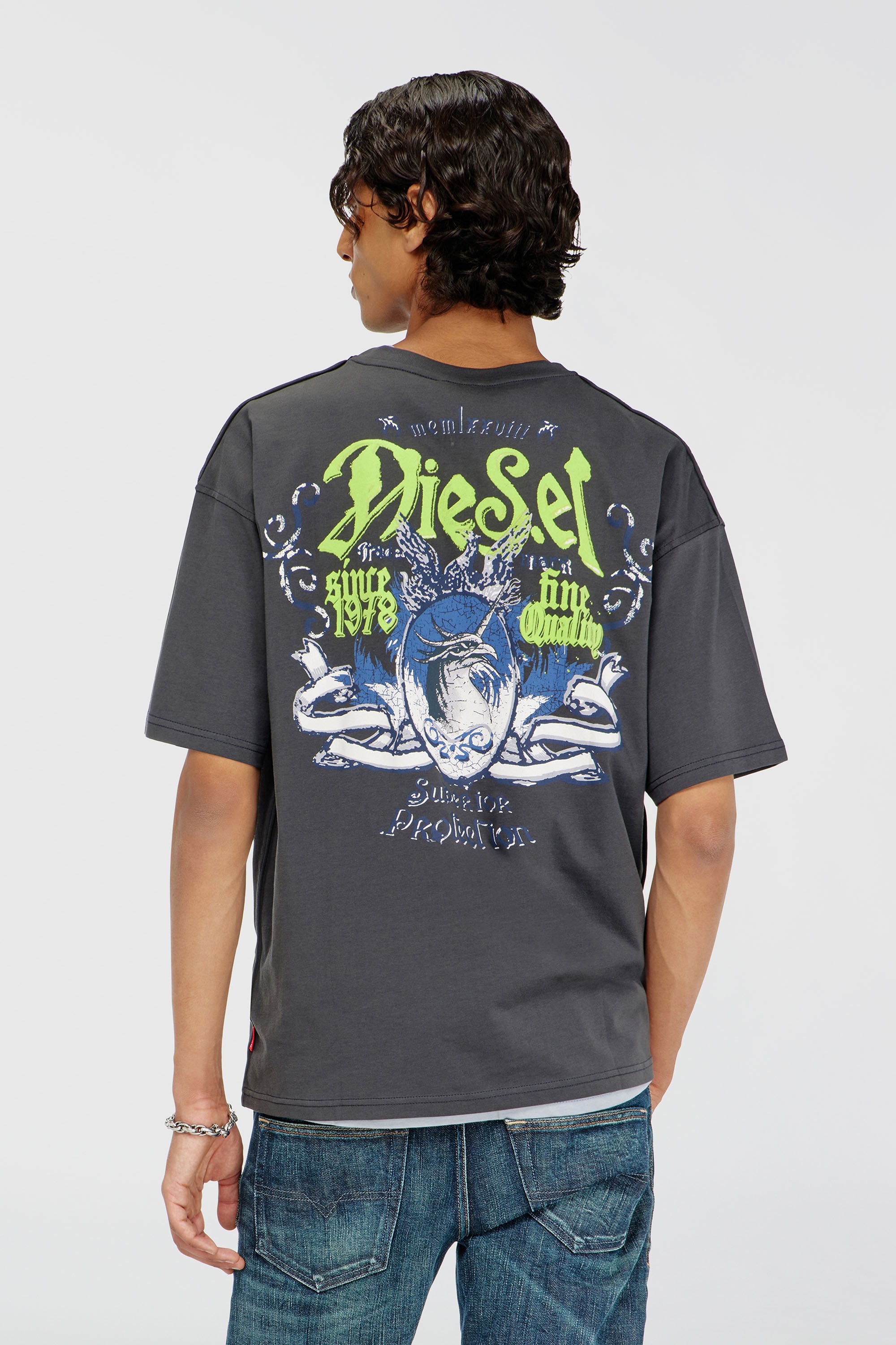 Diesel - T-BOXT-AA2, T-shirt en coton avec motif floqu&eacute; Homme in Gris - 4