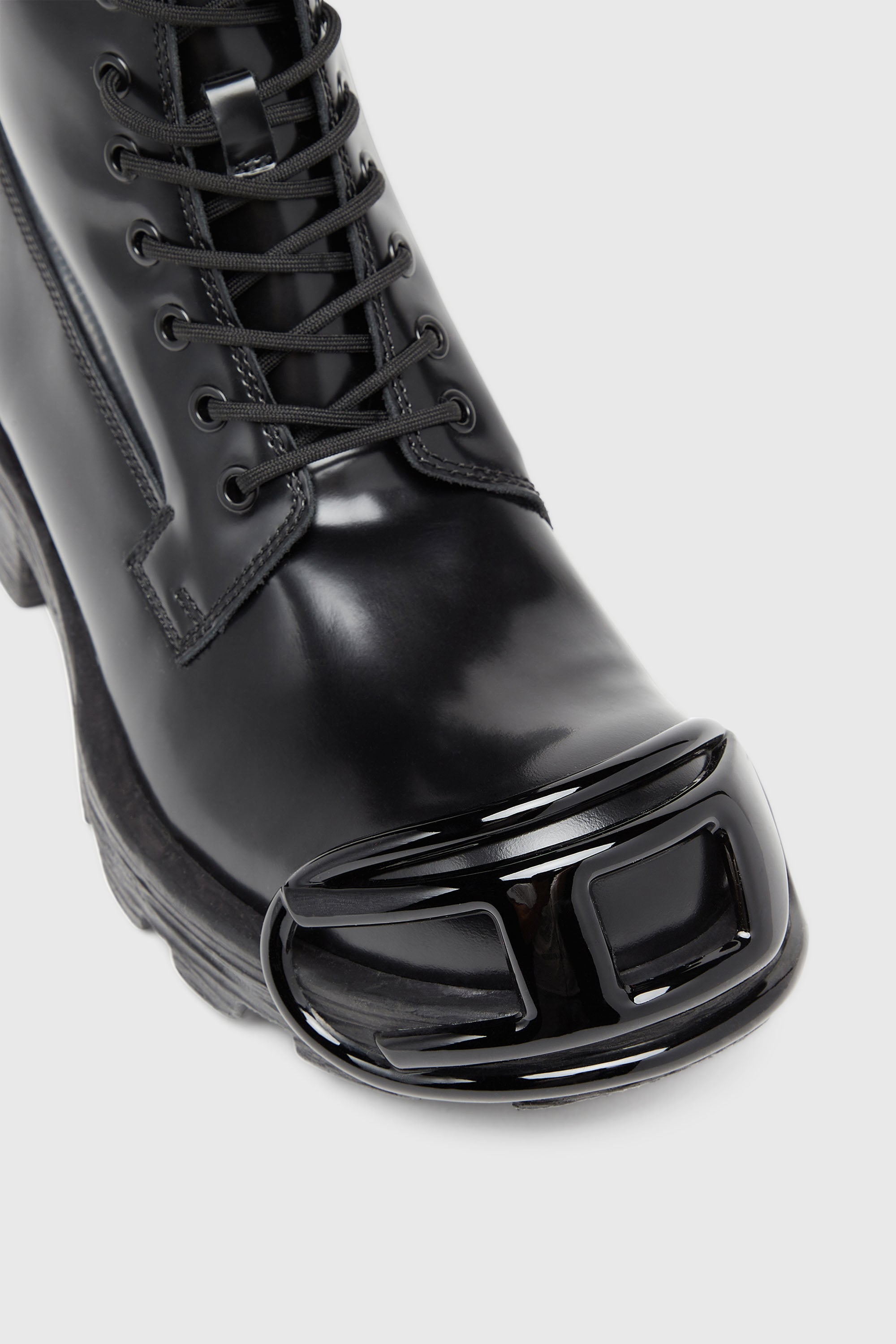 Men's D-Hammer-Leather boots with oval D toe guard | Black | Diesel US