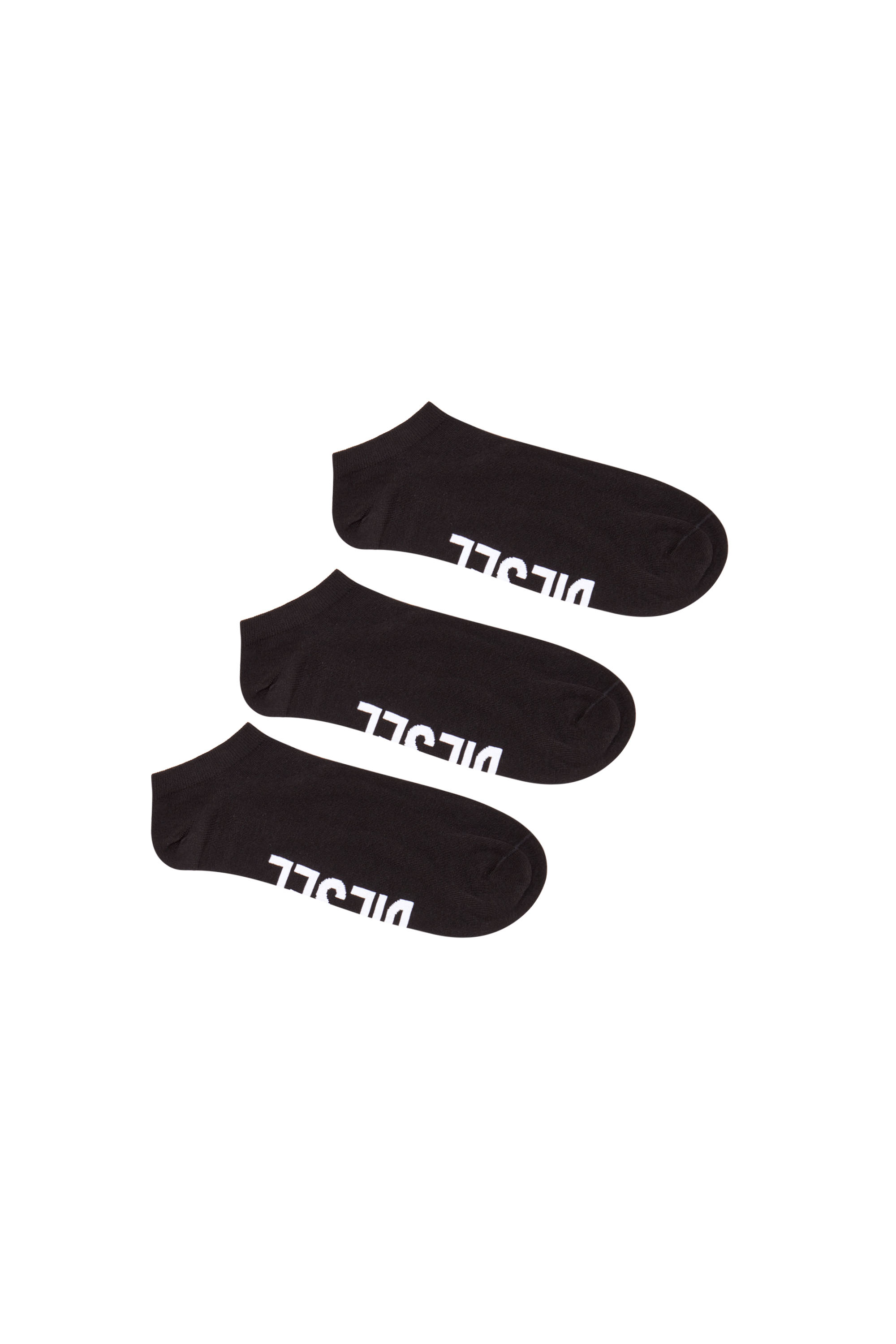 Diesel - SKM-GOST-THREEPACK, Lot de 3 paires de chaussettes basses avec logo sur le cou-de-pied Homme in Noir - 1
