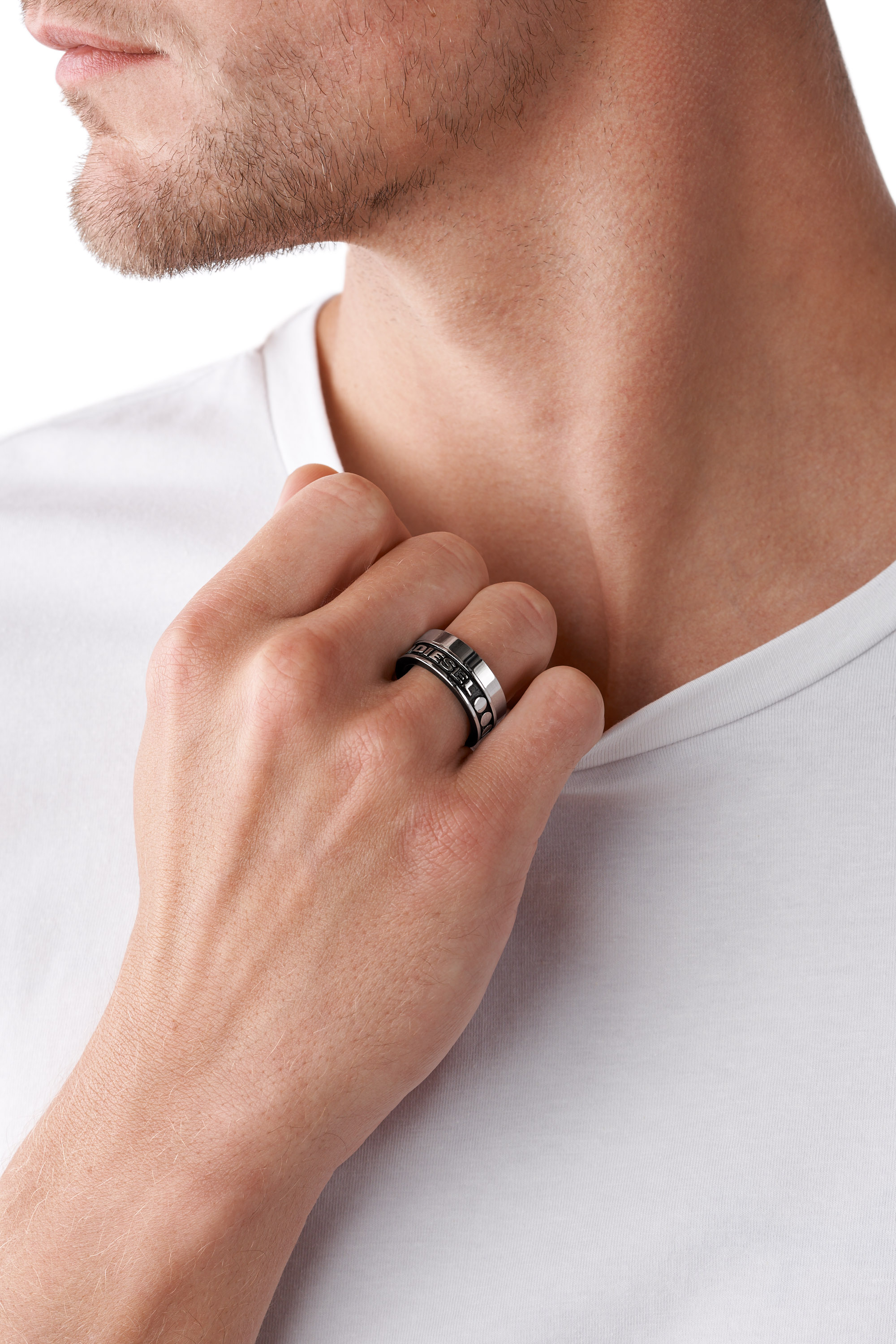 19号　DIESEL Stainless Steel ring Dx1108 Diesel Men's Gunmetal Ring - DX1108060002 - Watch Station