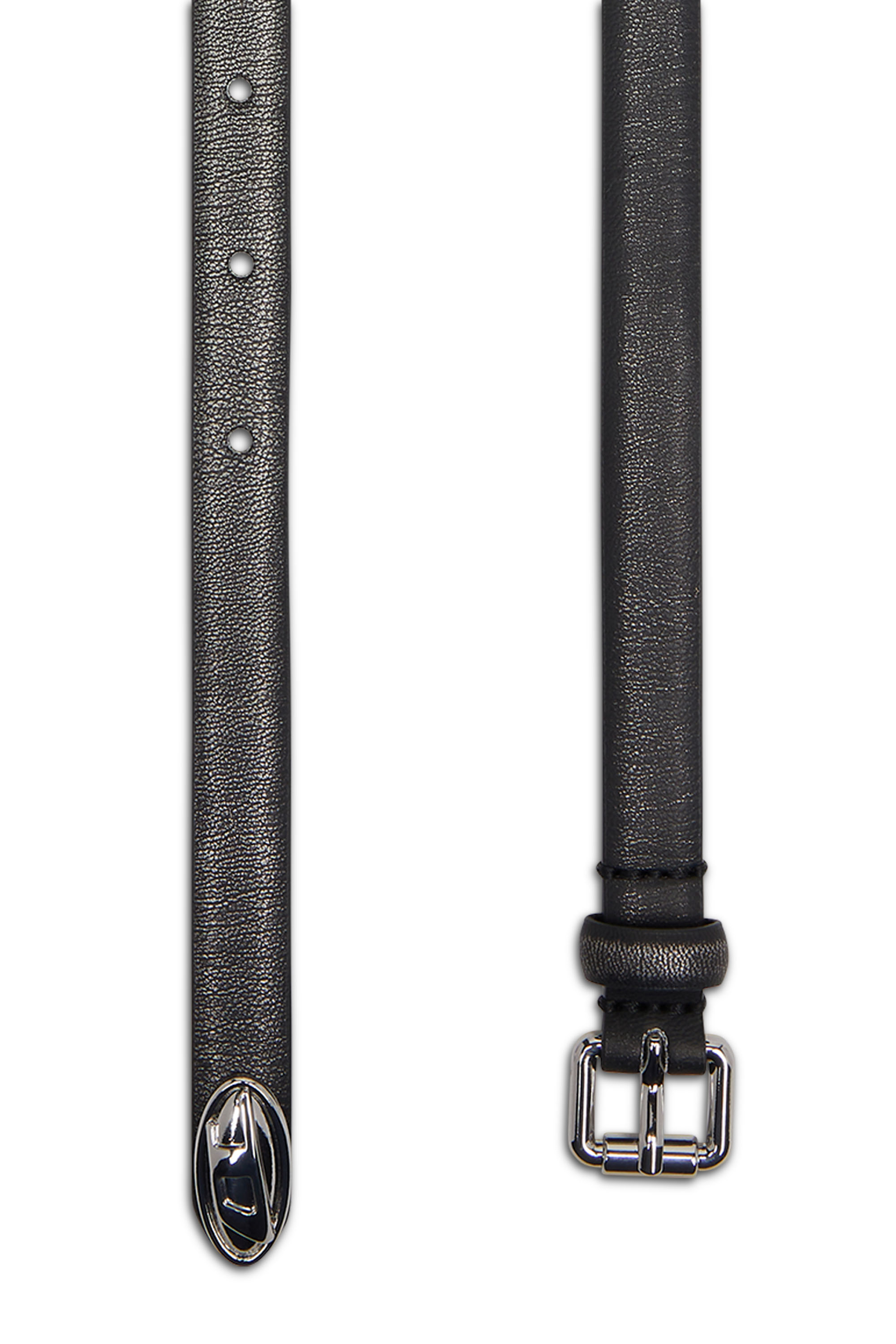 Diesel - B-DD-TIP, Female's 1.4cm belt with slim buckle in Black/Silver - 2