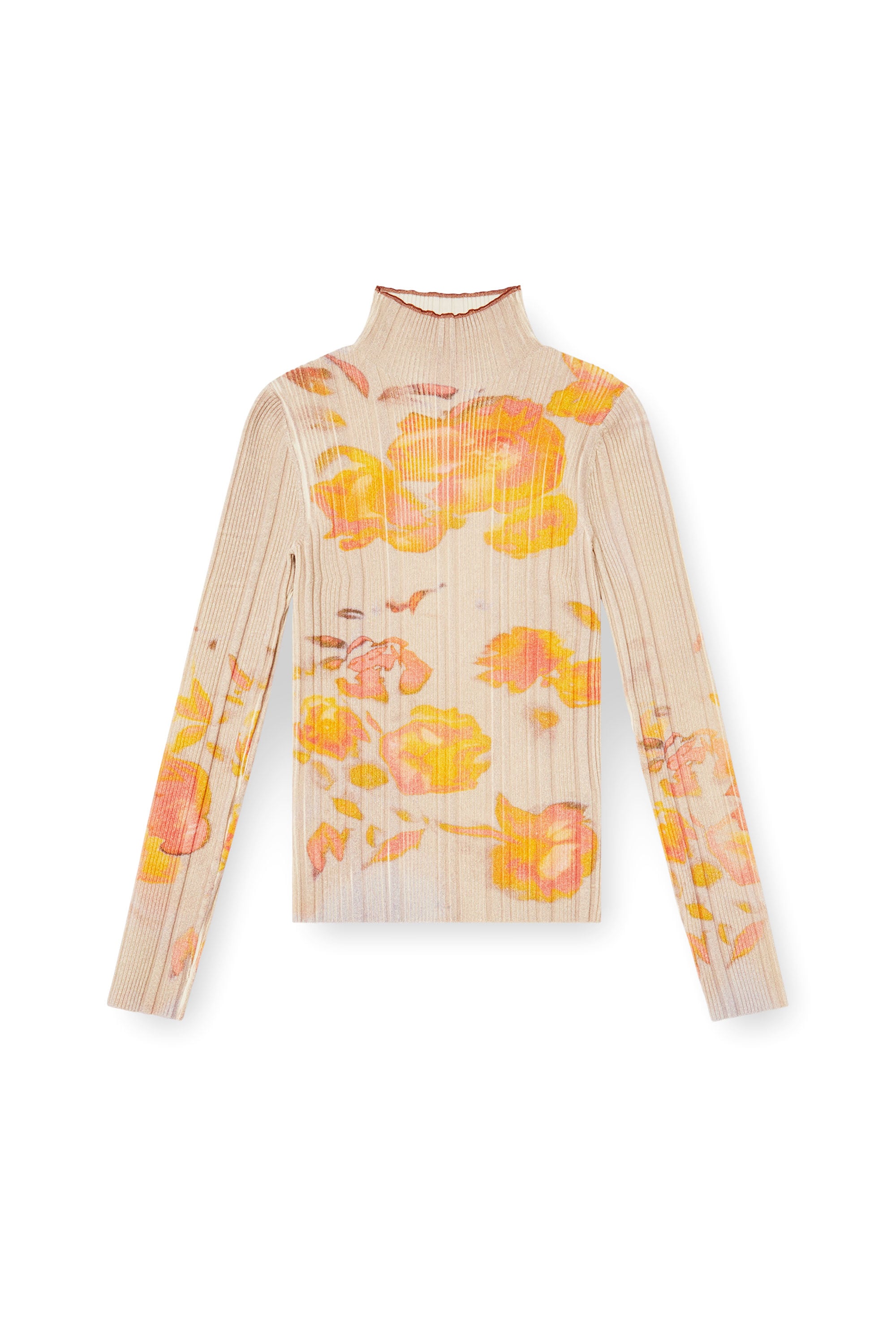 Diesel - M-IORIA, Woman's Ribbed wool turtleneck top with floral print in null - 3