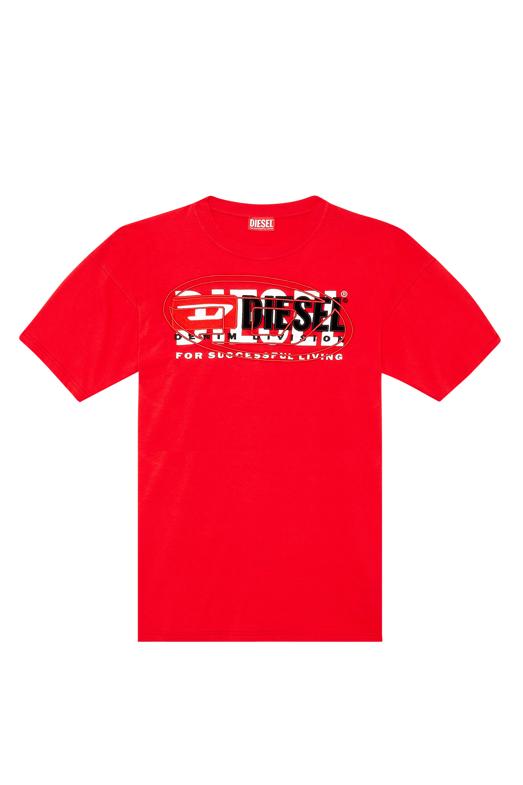 Diesel - T-BOXT, Man's T-shirt with layered logos in Red - 1