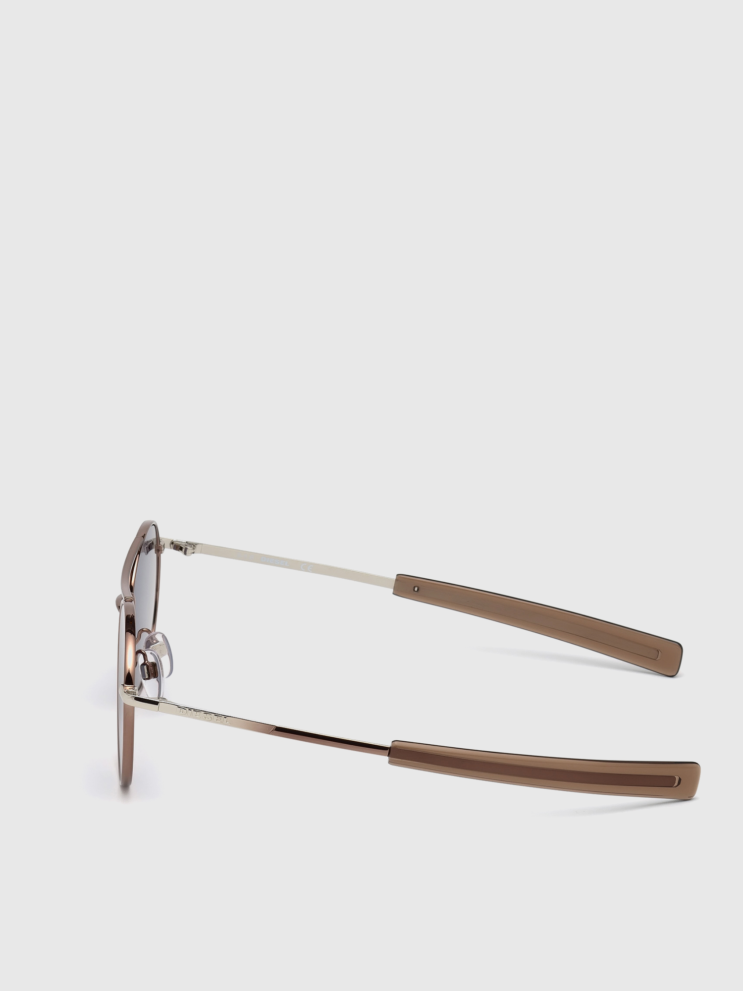 Diesel - DL0220, Lunettes rondes avec branches fines Homme in Marron - 2
