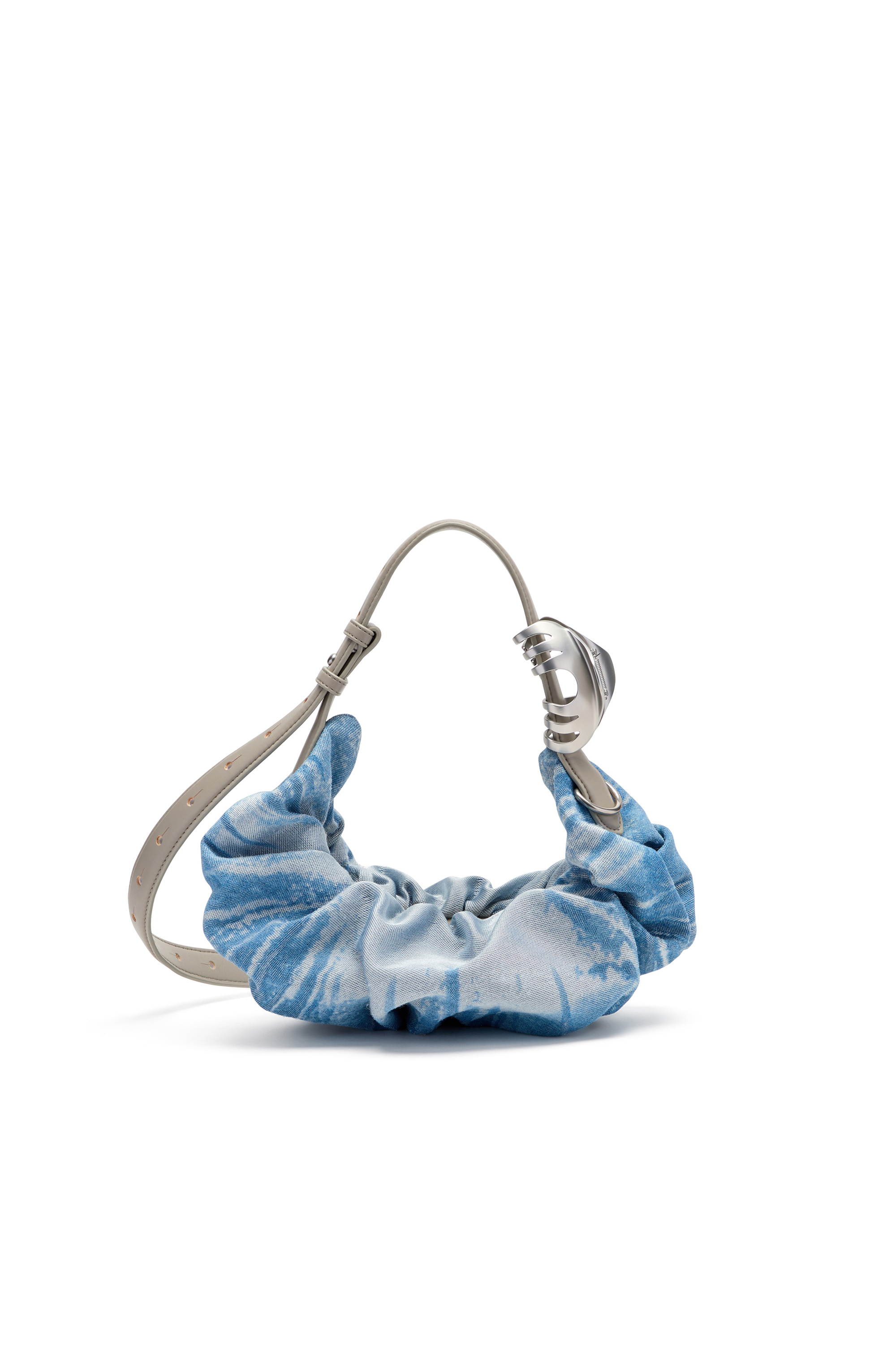 Diesel - GRAB-D HOBO S, Female's Grab-D-Scrunched hobo bag in satin denim in Blue - 3