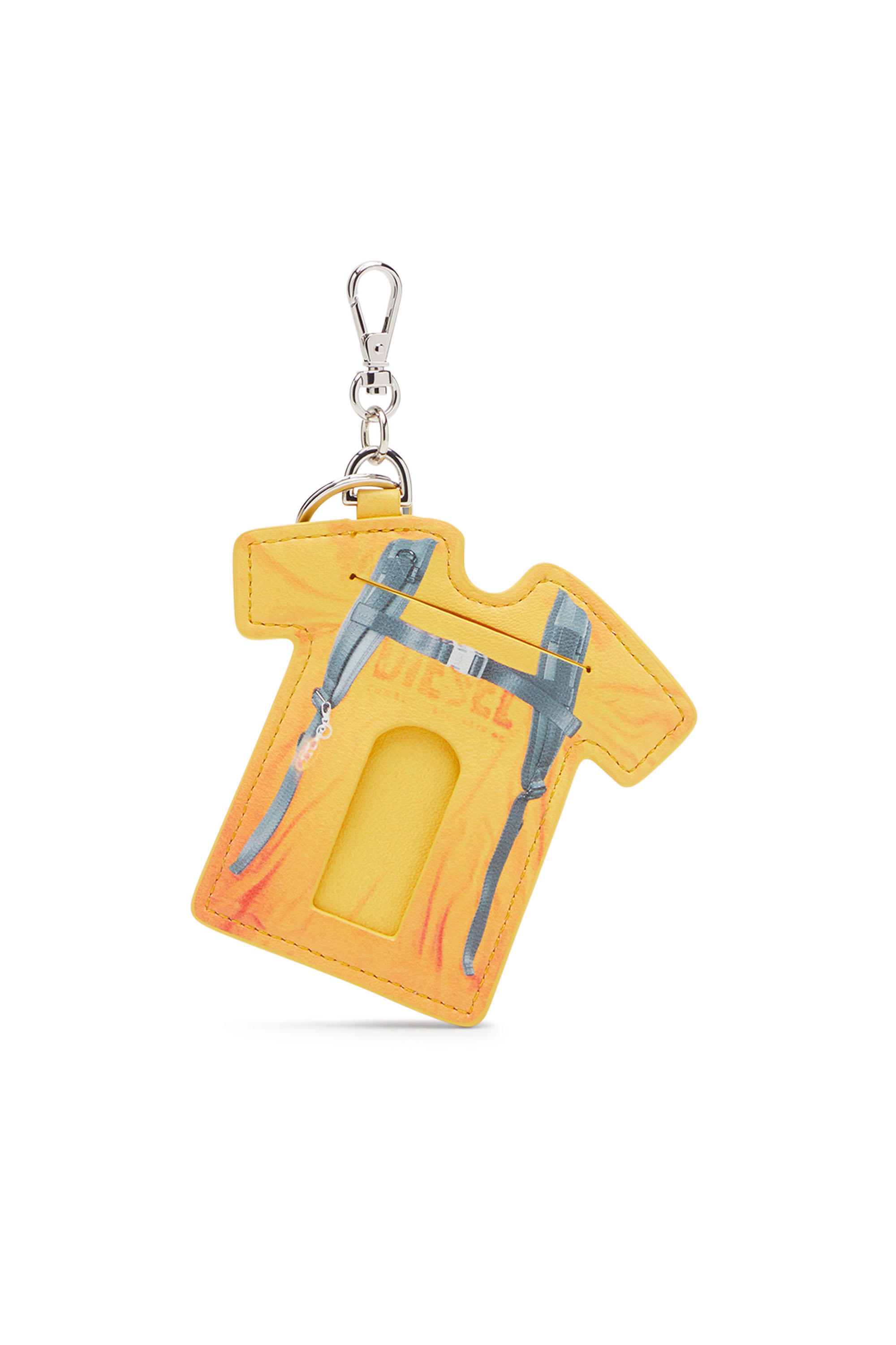 Diesel - TRUMP MICRO, Unisex's T-shirt shaped bag charm in Grey/Yellow - 2