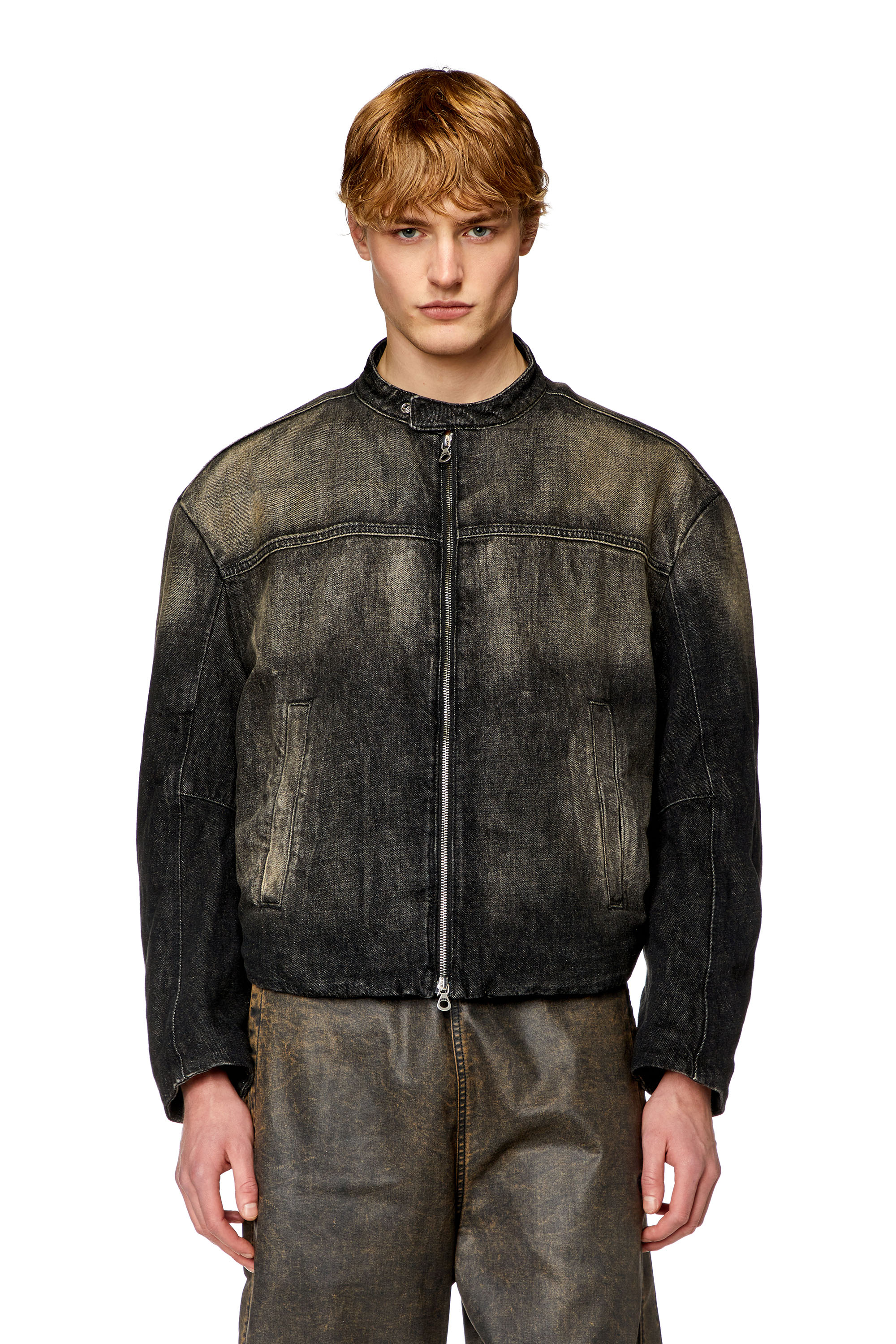 Diesel - D-MARGE-S, Man's Denim jacket in cotton and hemp in Black - 6