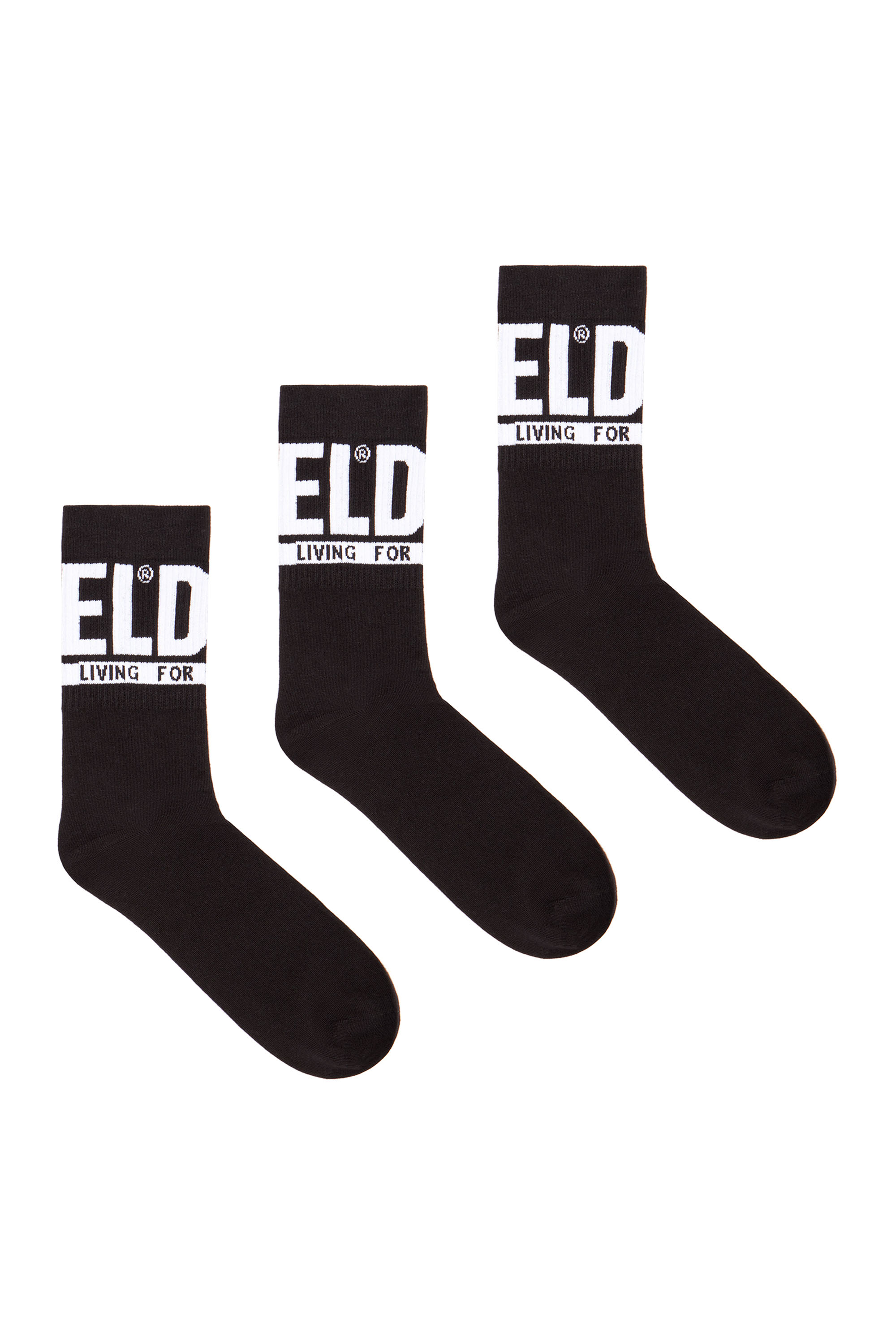 Diesel - SKM-RAY-THREEPACK, Man's 3-pack of logo cuff socks in Black - 1