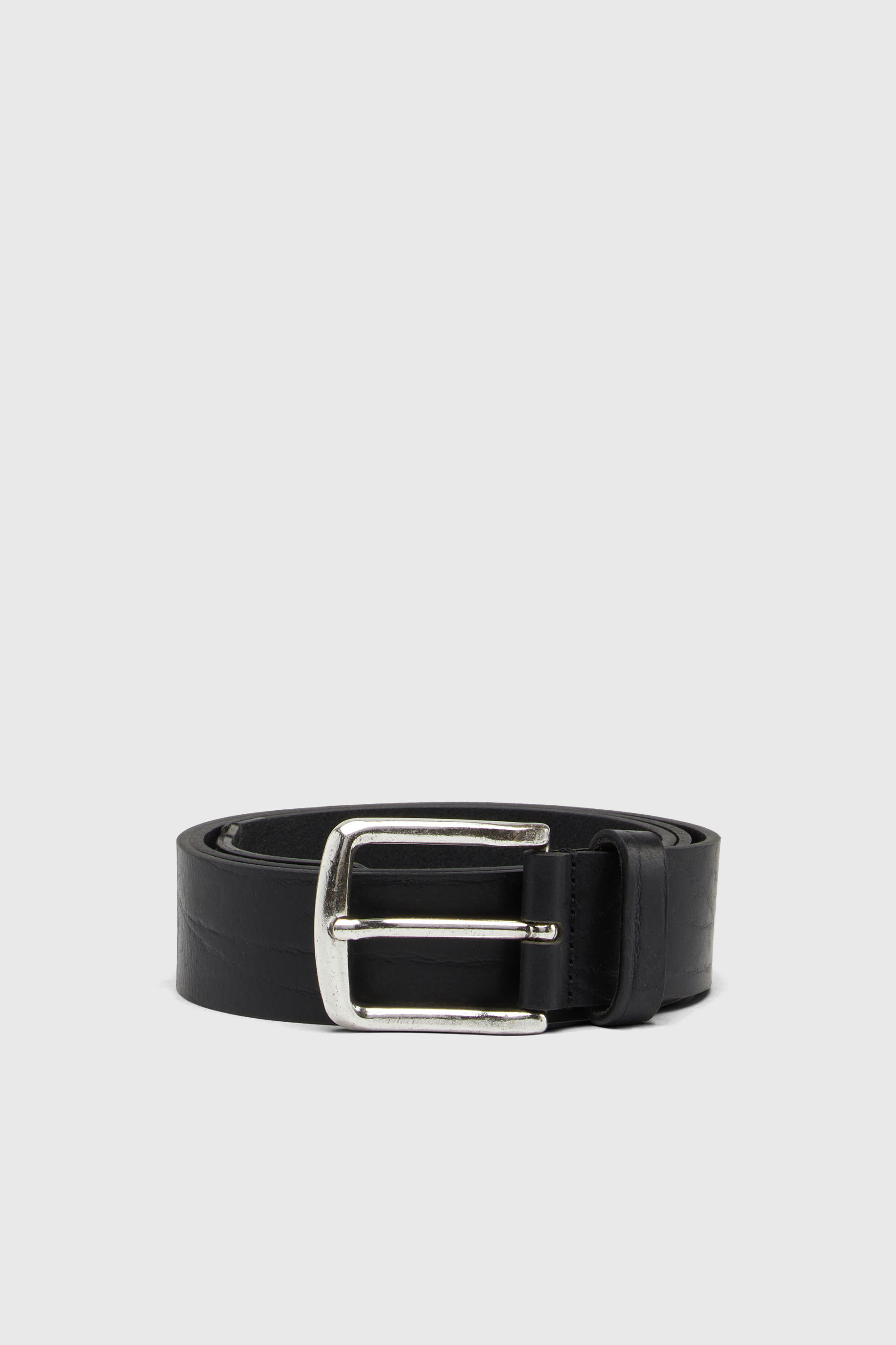 Treated leather belt with diesel logo