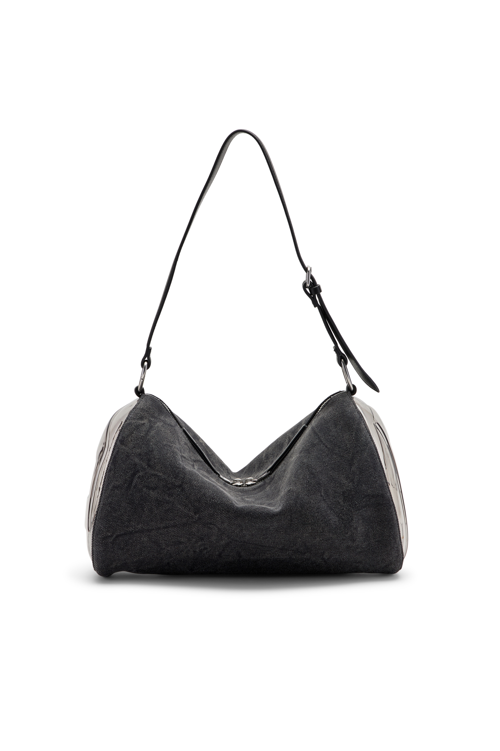 Diesel - LOAD-D SHOULDER BAG X, Load-D-Bolso bandolera con laterales Oval D transparentes Unisex in Negro - 1