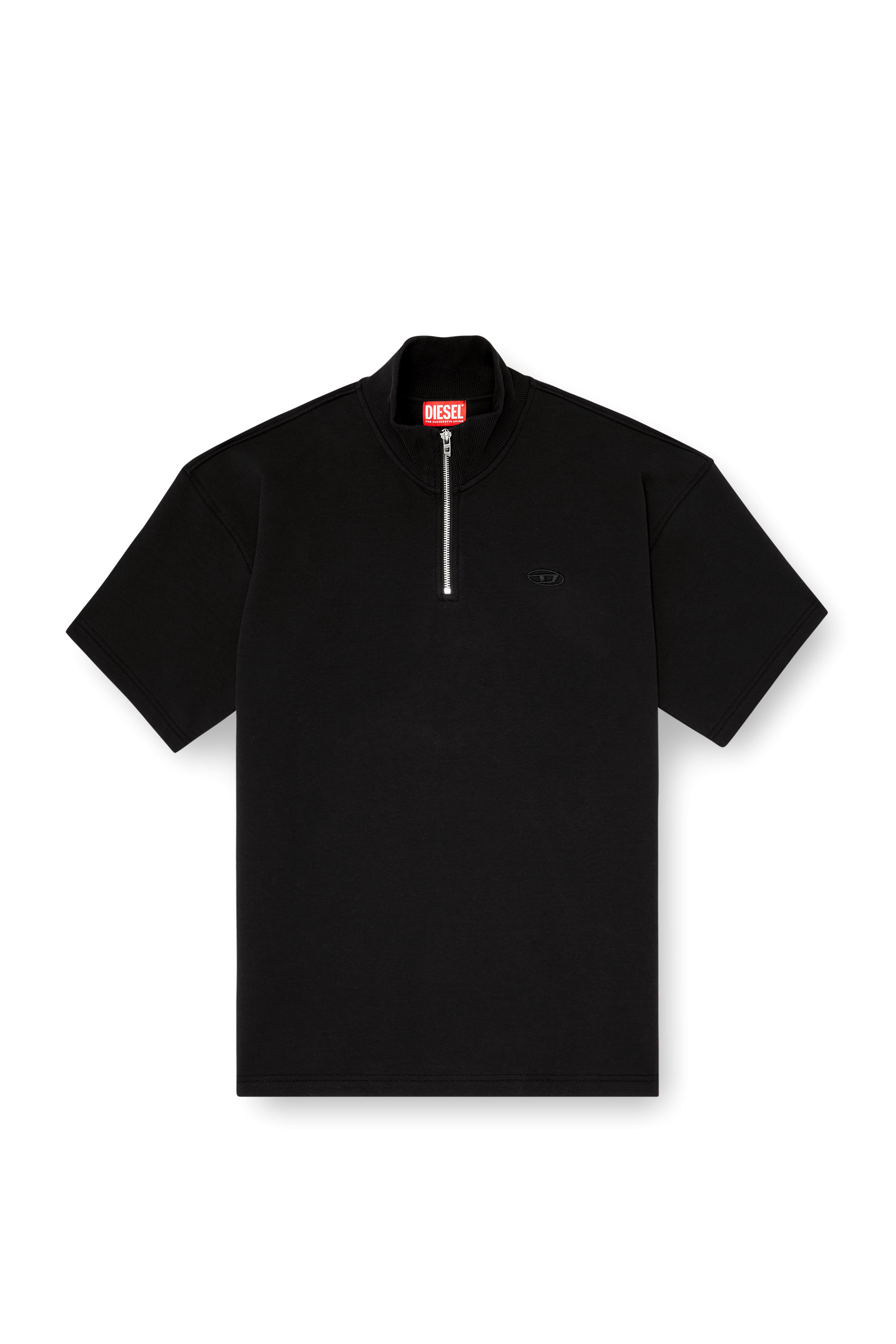 Diesel - S-CUBY, Man's Short-sleeve half-zip sweatshirt in light scuba in Black - 3
