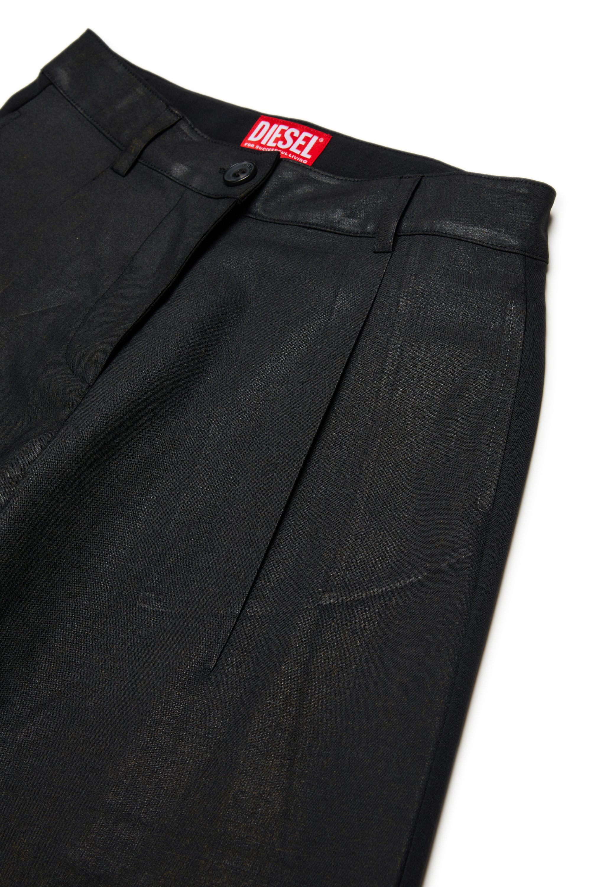 Diesel - PACLYN, Woman's Wide-leg pants in coated technical wool in Black - 3