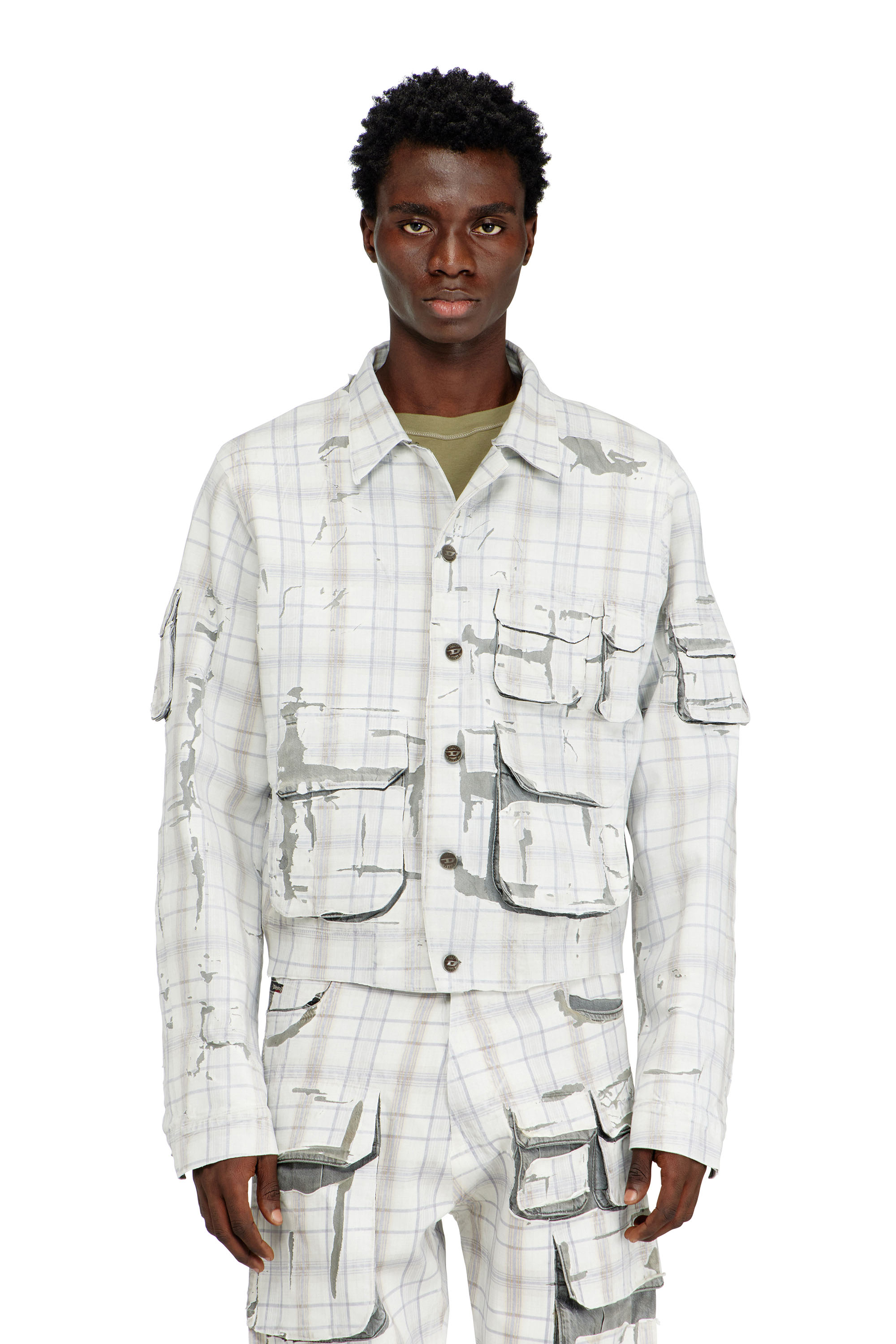 Diesel - D-VALEN-FSI1, Male's Denim jacket with peel-off effect in Grey - 3