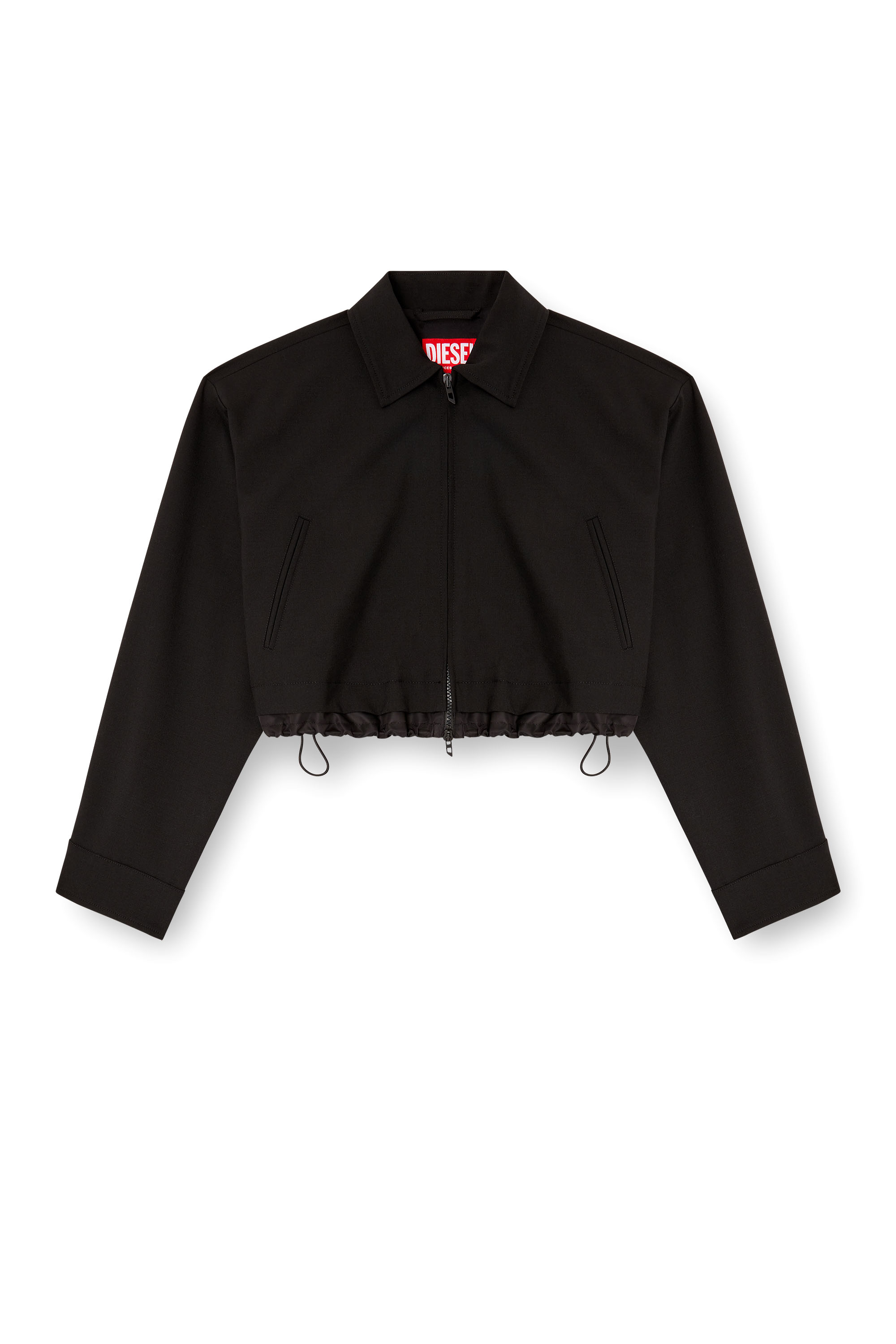 Diesel - J-TING-FEM-R2, Female's Cropped jacket in tailoring fabric and nylon in Black - 3