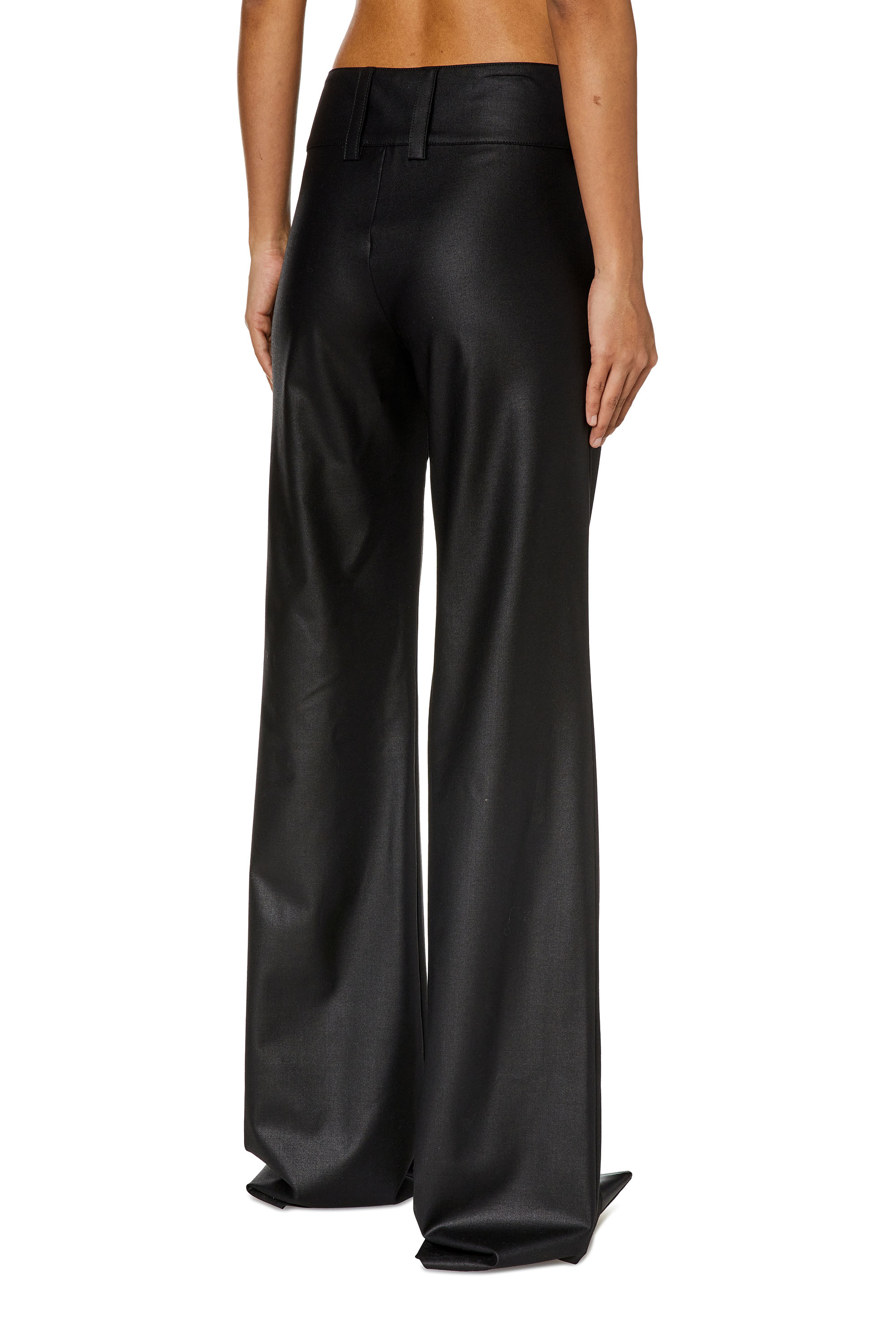 Diesel - P-FRELANA, Woman's Belted wool pants with utility pockets in Black - 4