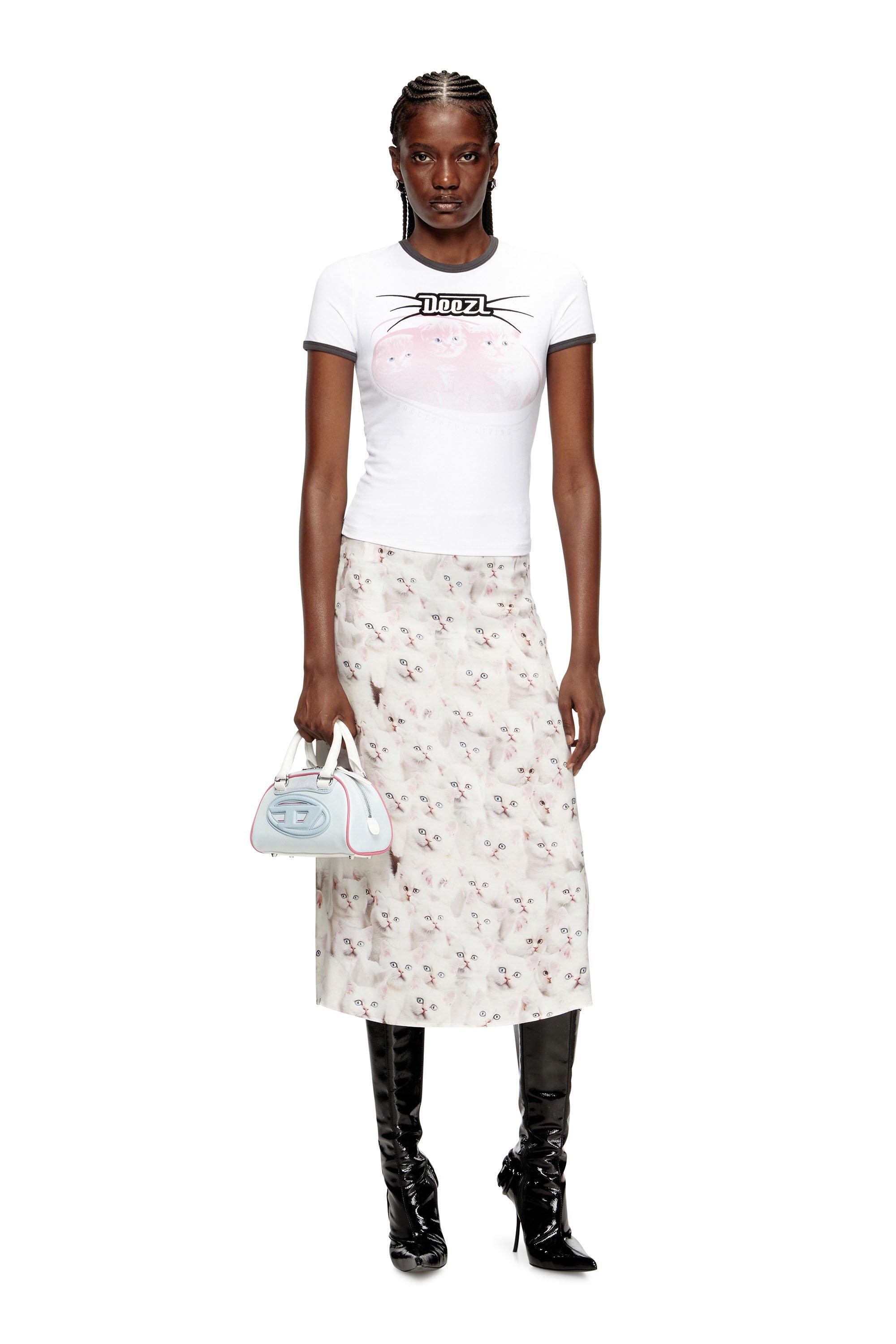 Diesel - O-RCHID-R1, Jupe midi en viscose avec imprimé intégral Femme in Blanc - 2
