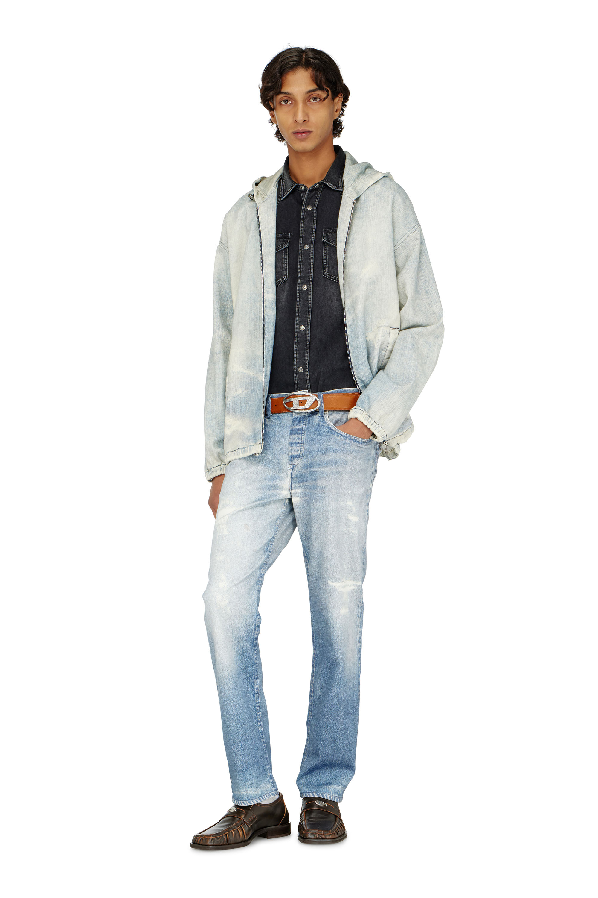 Diesel - D-WYNNY JOGG, Chaqueta JoggJeans con efecto trompe l&rsquo;oeil Hombre in Azul marino - 1