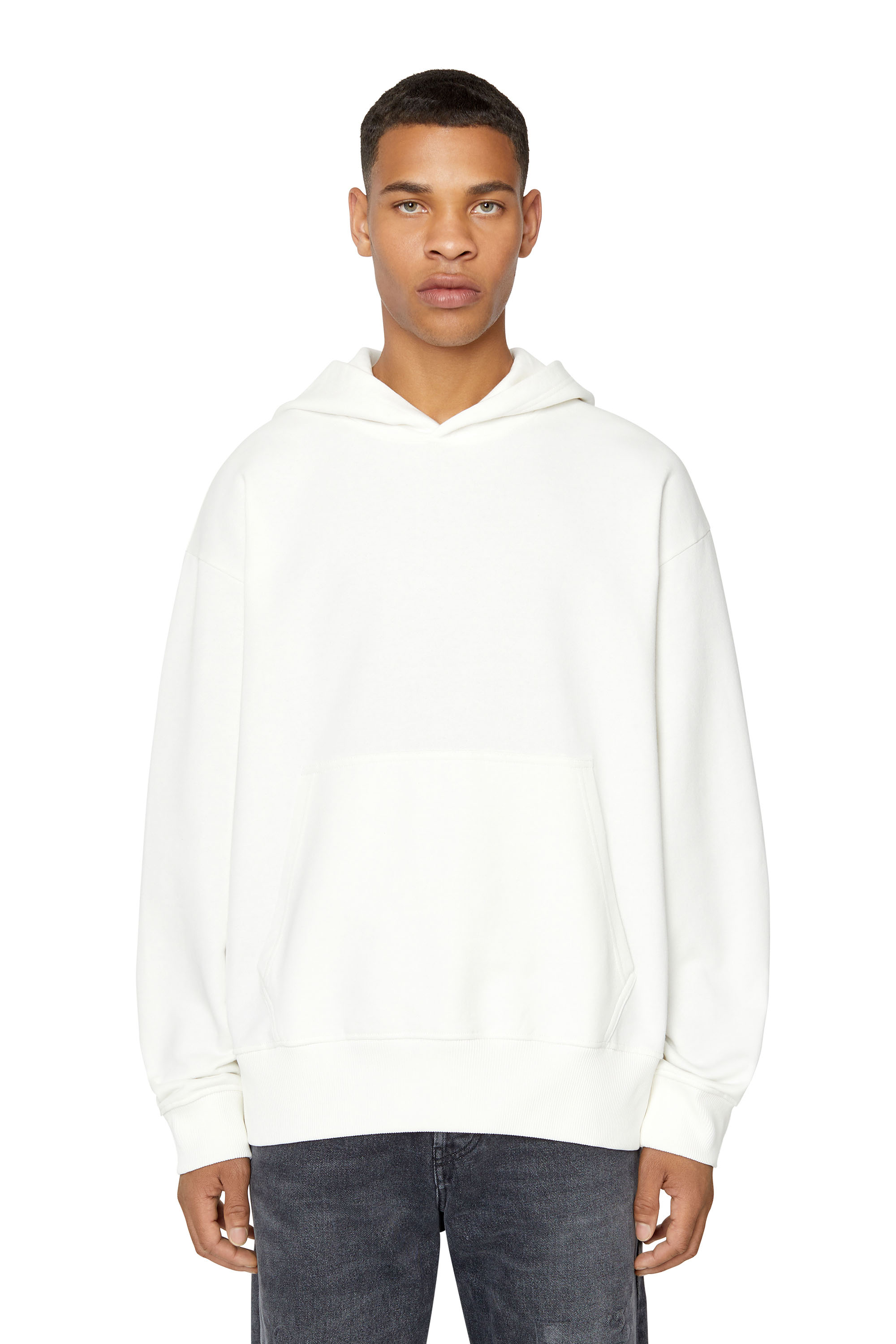 Diesel - S-MACS-HOOD-MEGOVAL, Man's Hoodie with back maxi D logo in White - 4