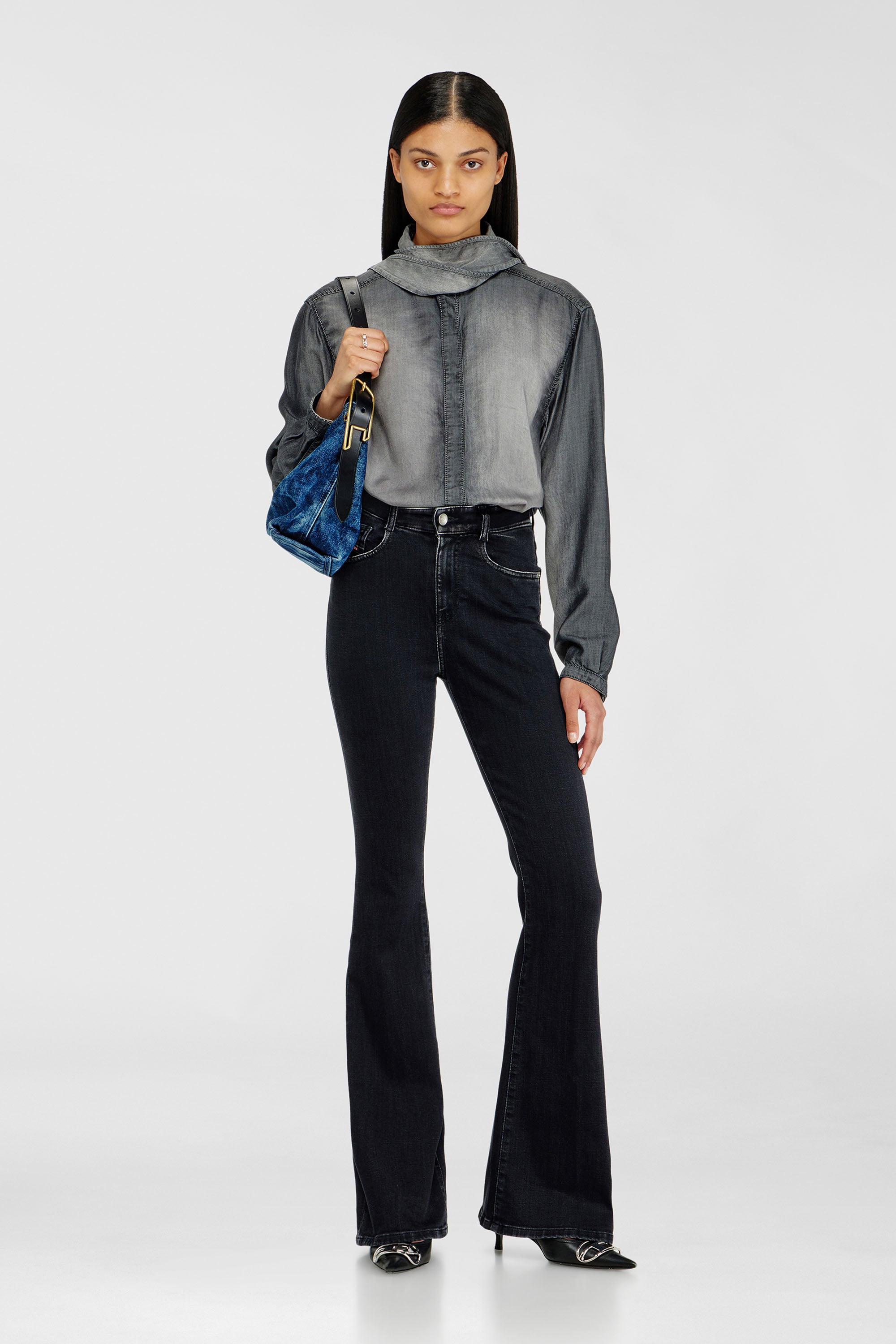 Diesel - Bootcut Jeans 1973 D-Partt 09P75 Mujer, Negro/Gris oscuro - 2