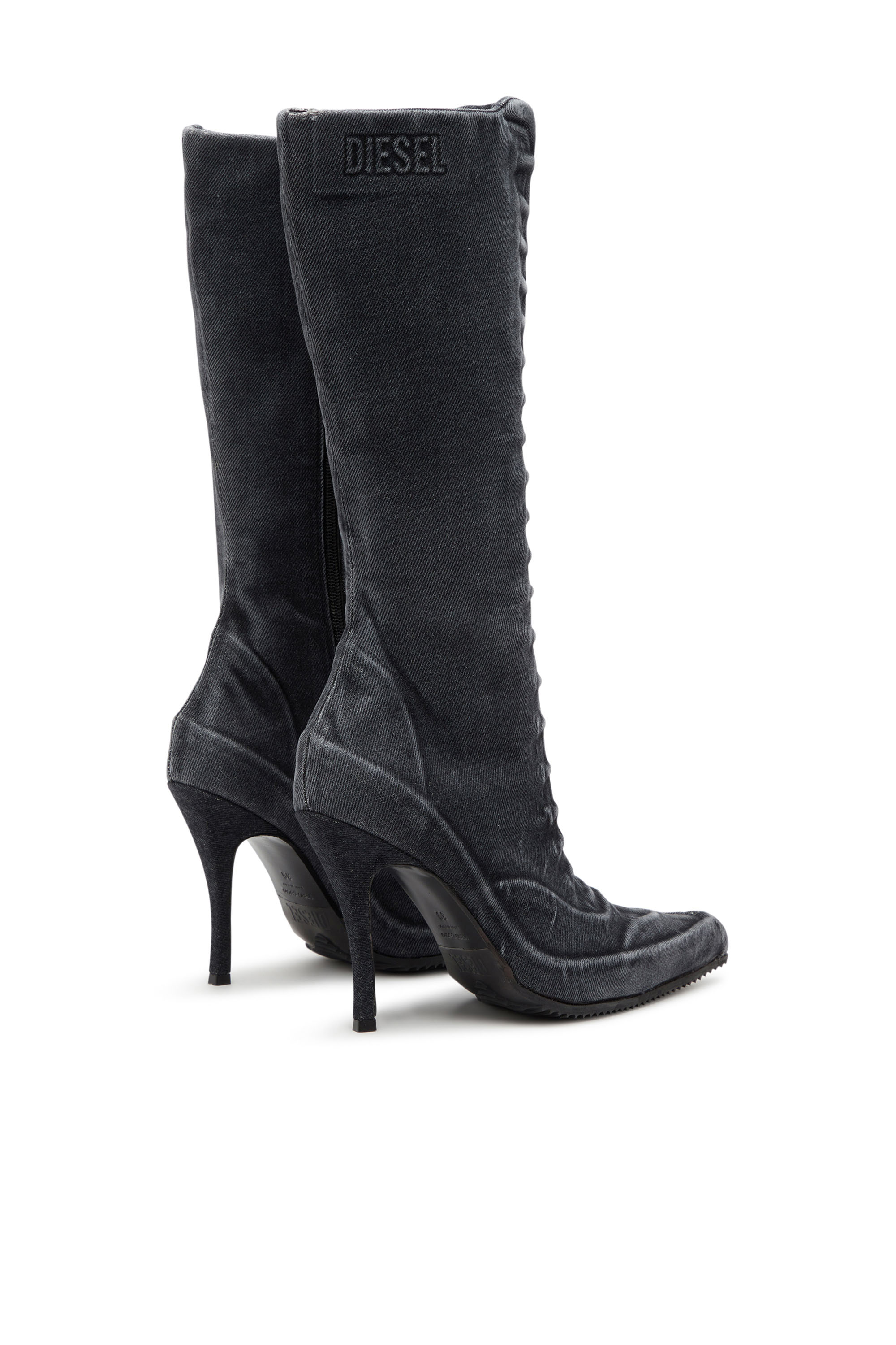 Diesel - D-CLOUD HBT, D-Cloud-Botte en denim délavé Femme in Noir - 4