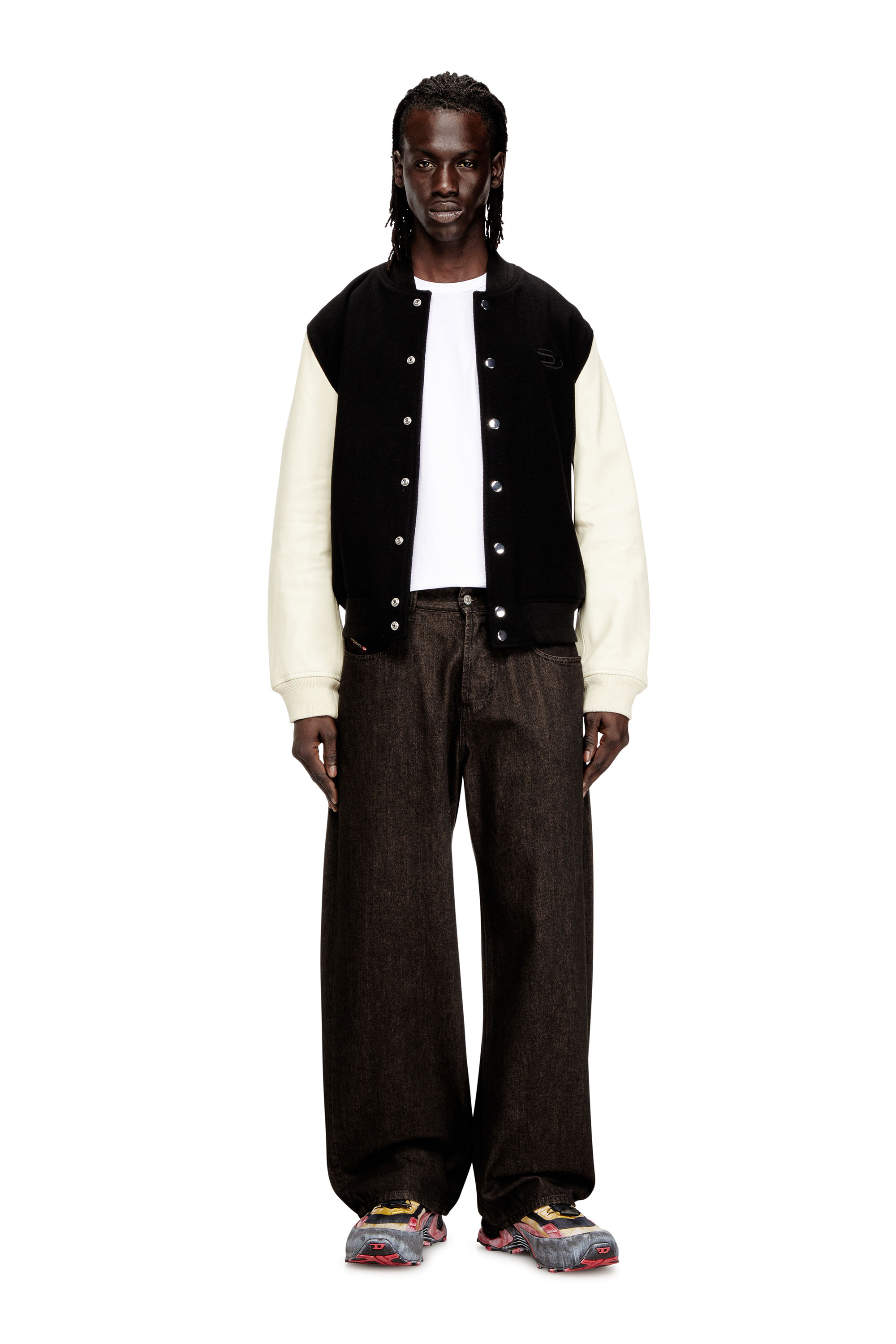 Diesel - L-ARRY-WRD, Male's Bomber jacket in wool blend and leather in null - 1