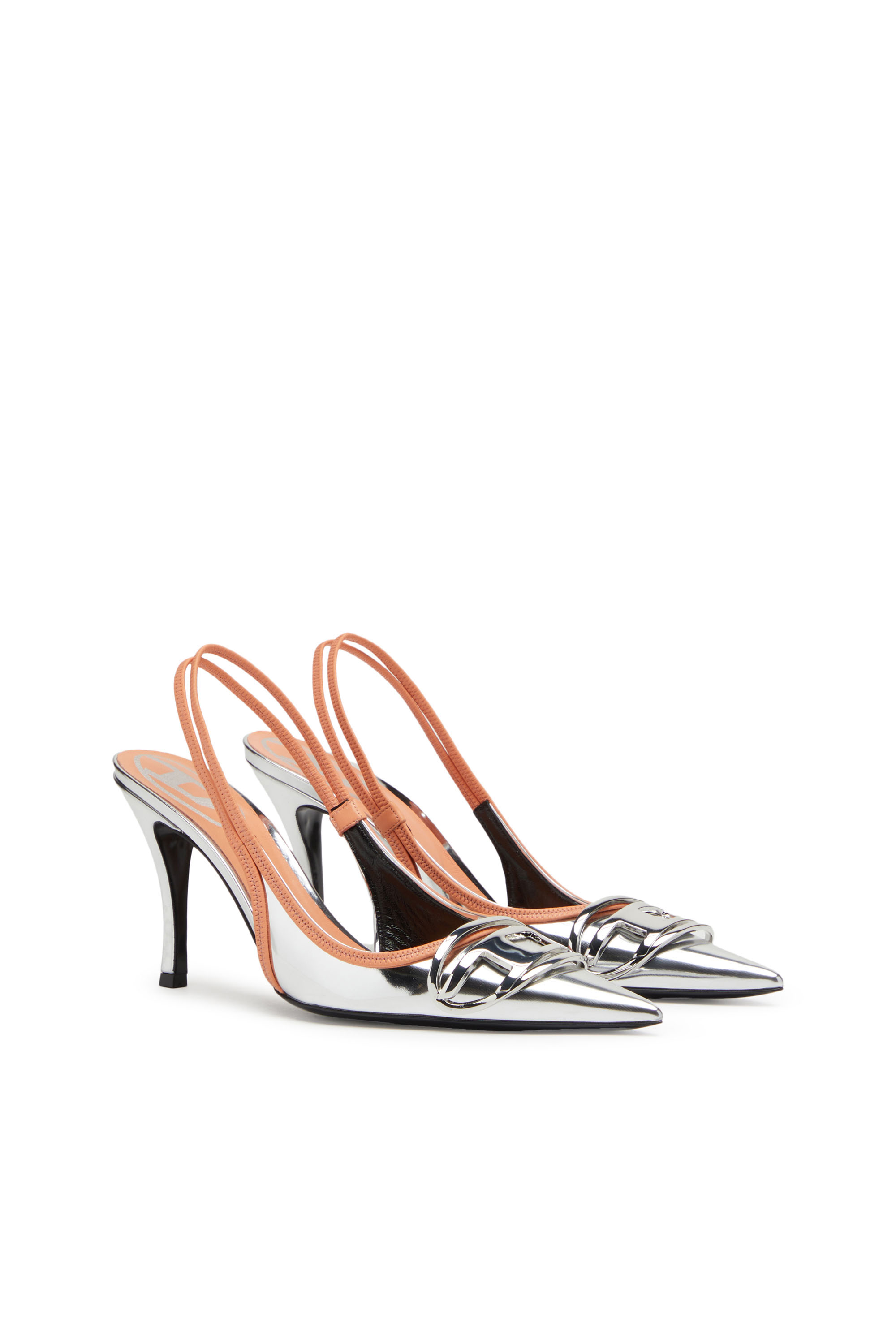 Diesel - D-VENUS SB, Woman's D-Venus SB - Slingback pumps in metallic leather in Silver - 2