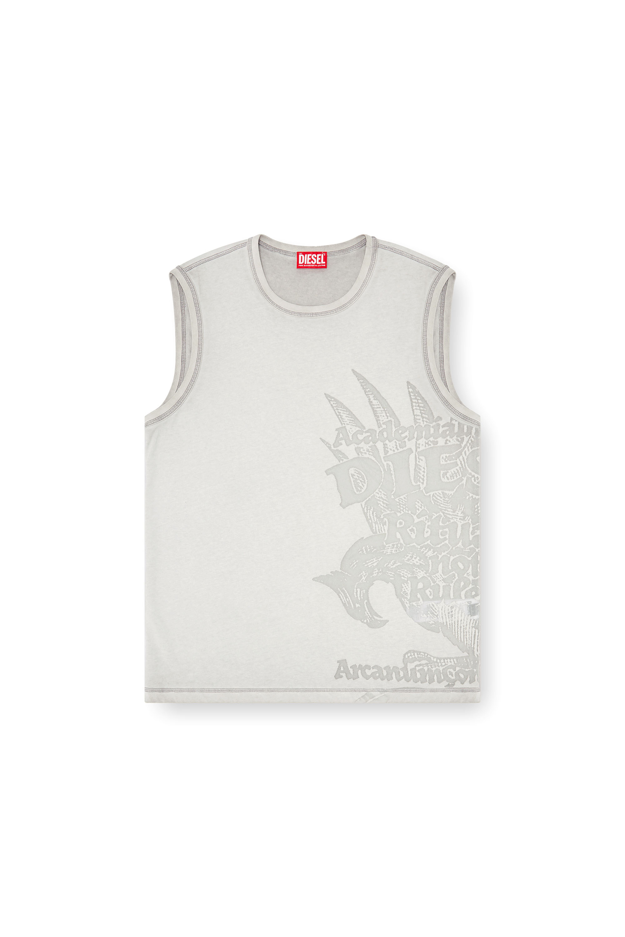 Diesel - T-RAWBISCO, Top sin mangas con gr&aacute;ficos en relieve Hombre in Gris - 2