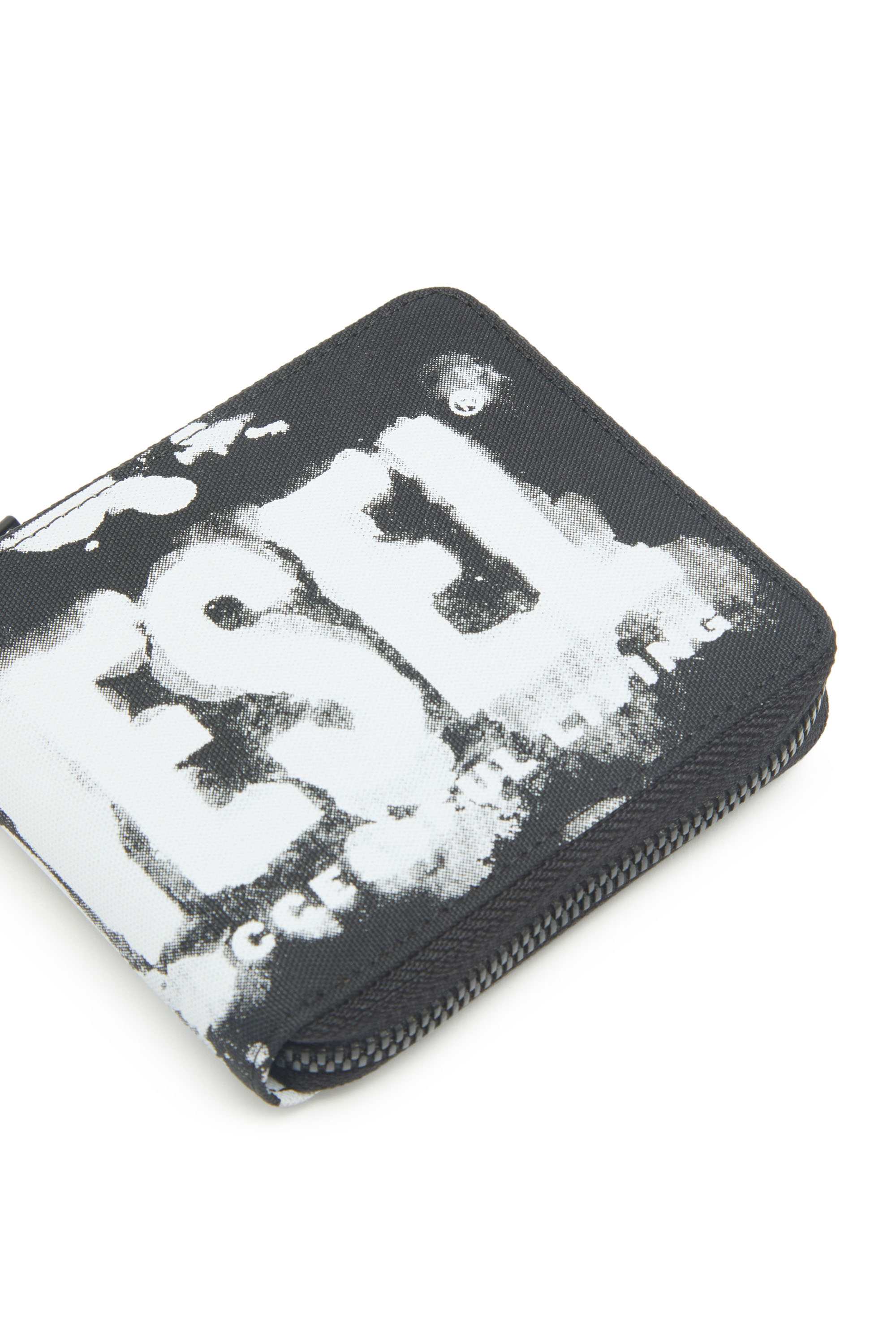 Women's Zip wallet in logo-print fabric | Black | Diesel