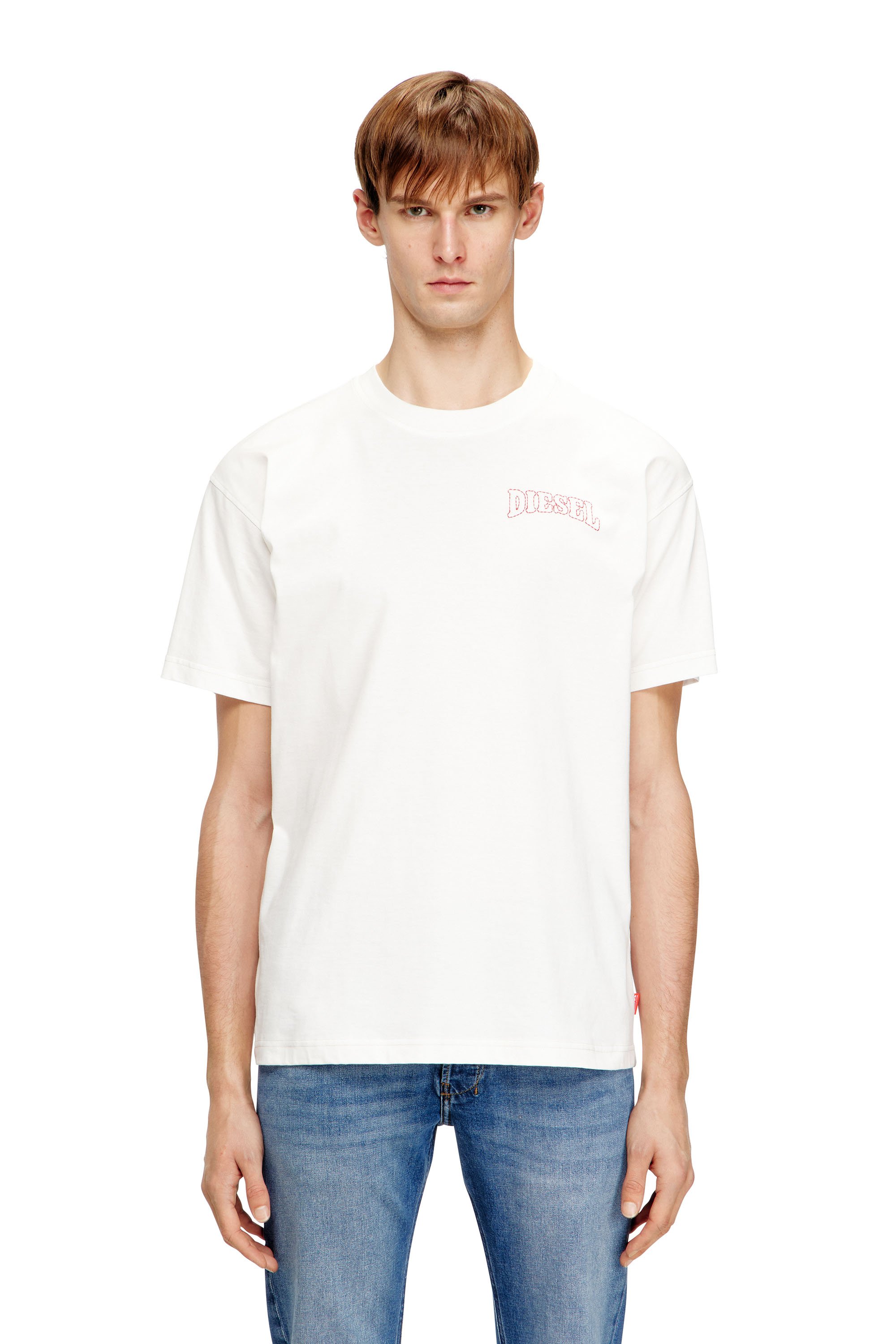 Diesel - T-NORM-V16, Man's Regular cotton T-shirt with Diesel embroidery in White - 1