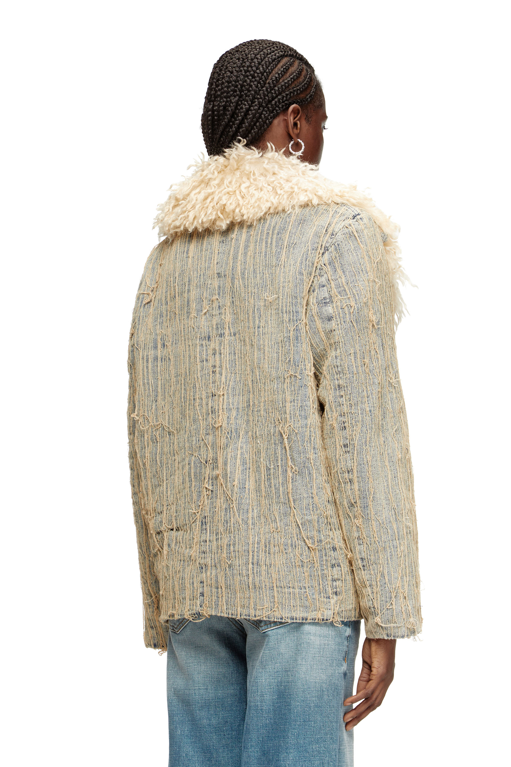 Diesel - DE-ACONIC-S, Veste en denim jacquard à fils flottants Femme in Bleu - 4