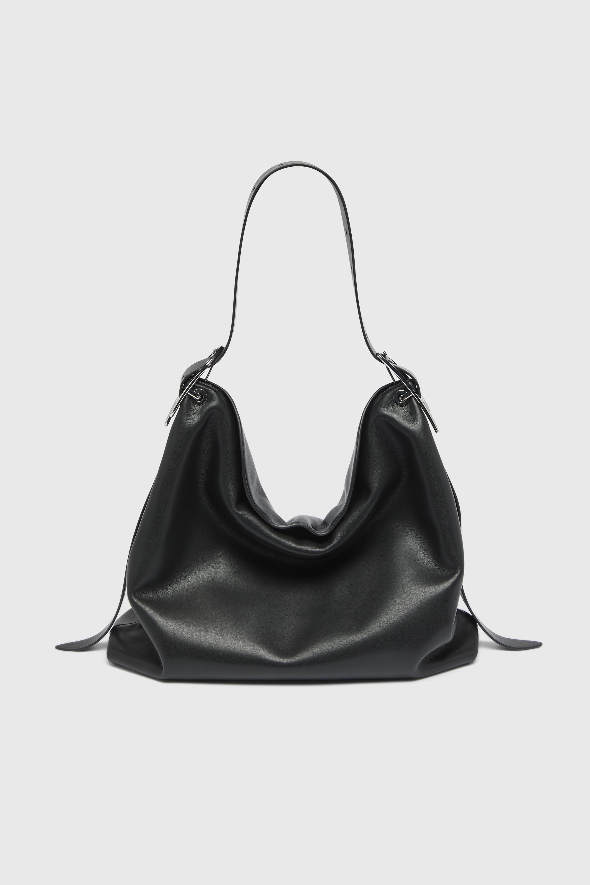 Diesel - D-LINE HOBO L, Woman's D-Line Slouchy Leather Shoulder Bag in Black - 2