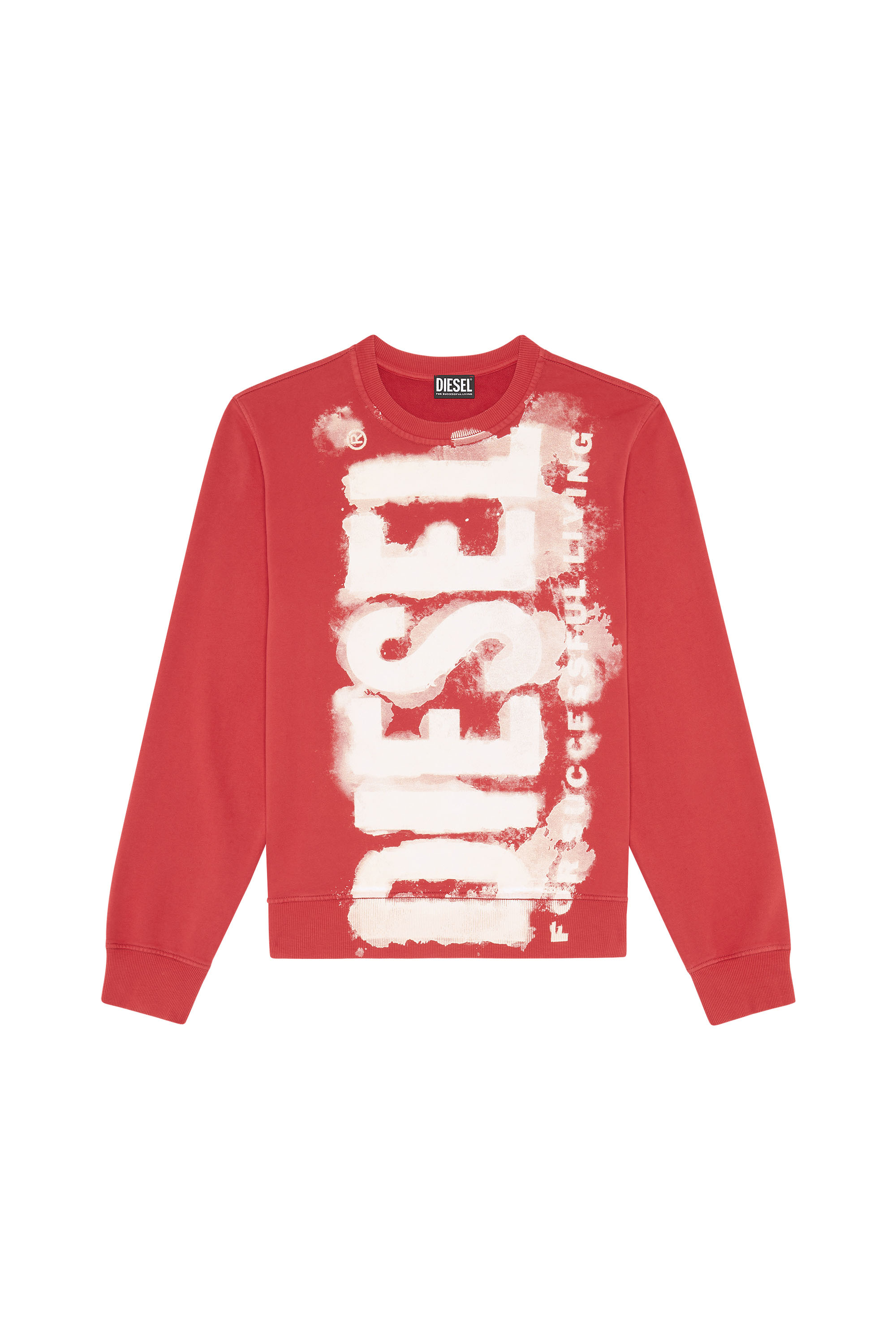 Diesel - S-GINN-E5, Man's Sweatshirt with bleeding-effect logo in Red - 2