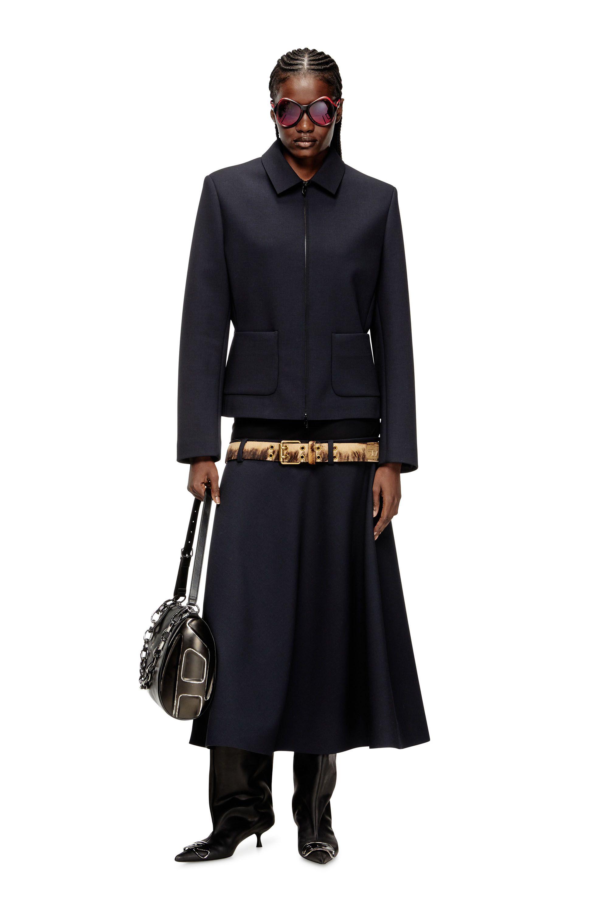 O-GRACE-BOND, Dark Blue Diesel - O-GRACE-BOND, Female's Drop-waist skirt in neoprene-bonded fabric in Dark Blue - 1