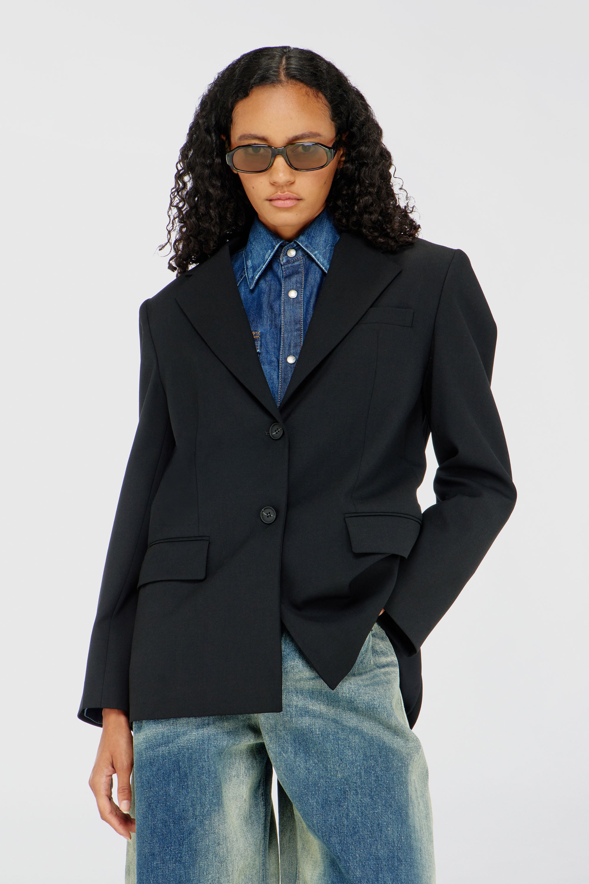 Diesel - G-KESS-R1, Blazer en mezcla de lana Mujer in Negro - 1