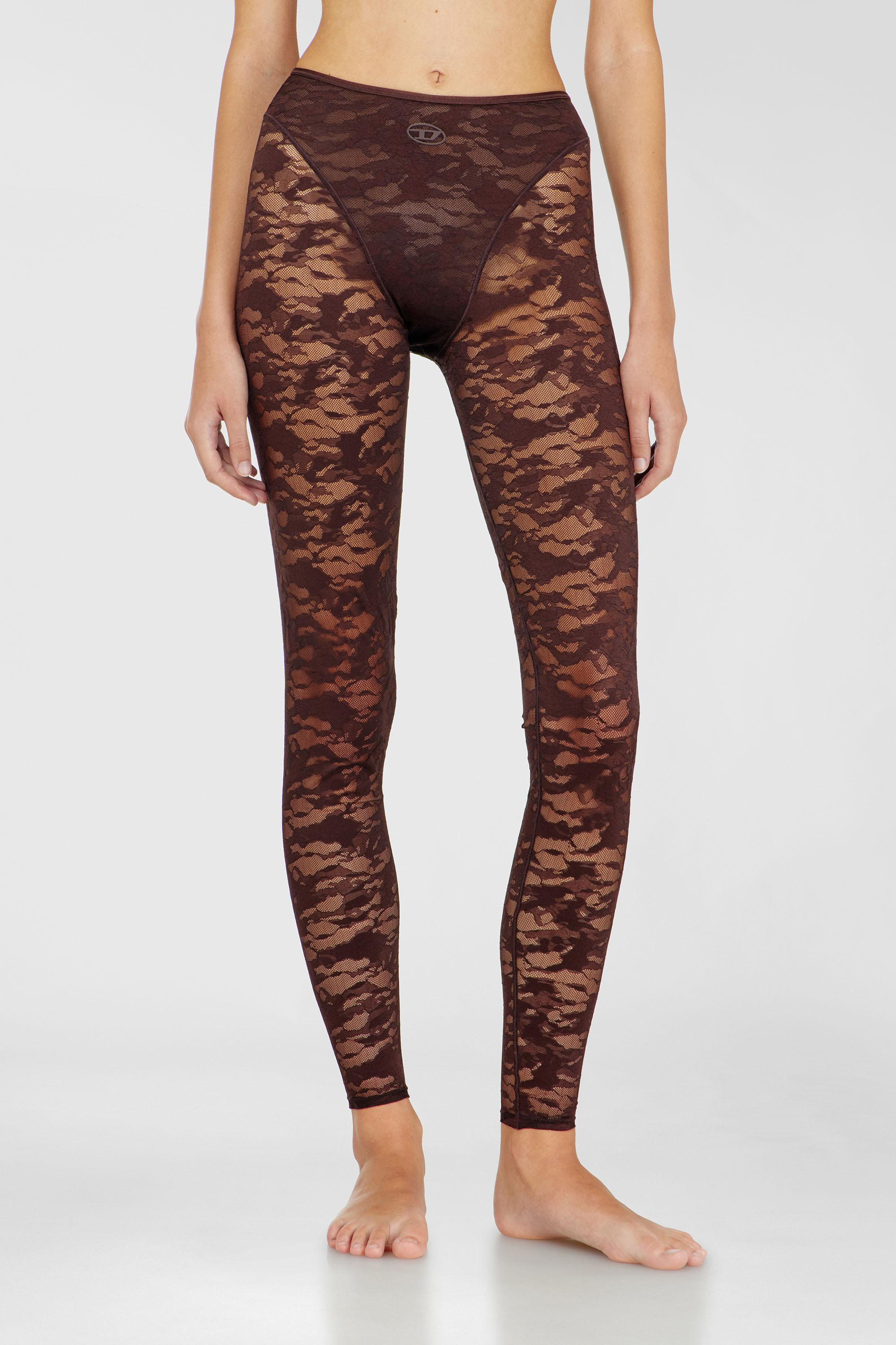 Diesel - HAYLEY-UTLT, Female's Leggings in nylon camouflage lace in Dark Brown - 1