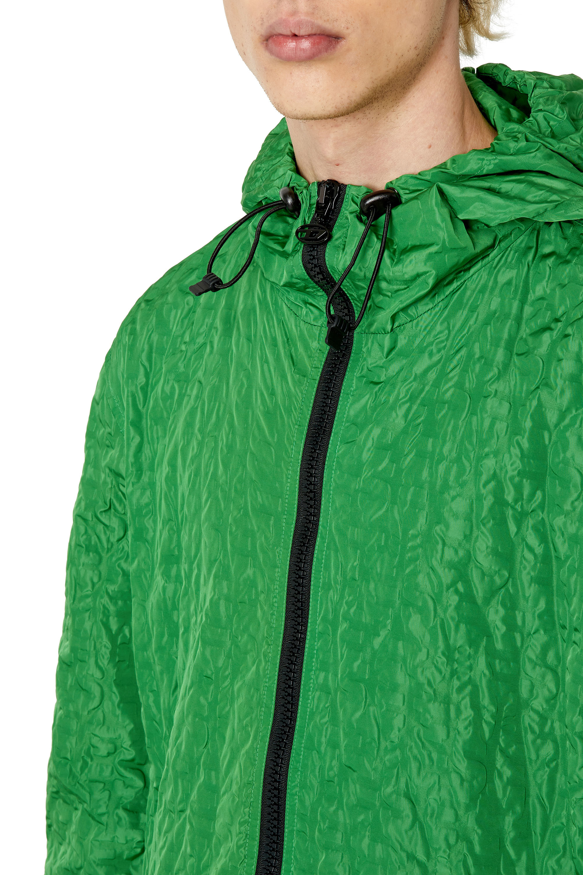 Diesel - J-WARRET-MON, Man's Windbreaker in tactile monogram nylon in Green - 4