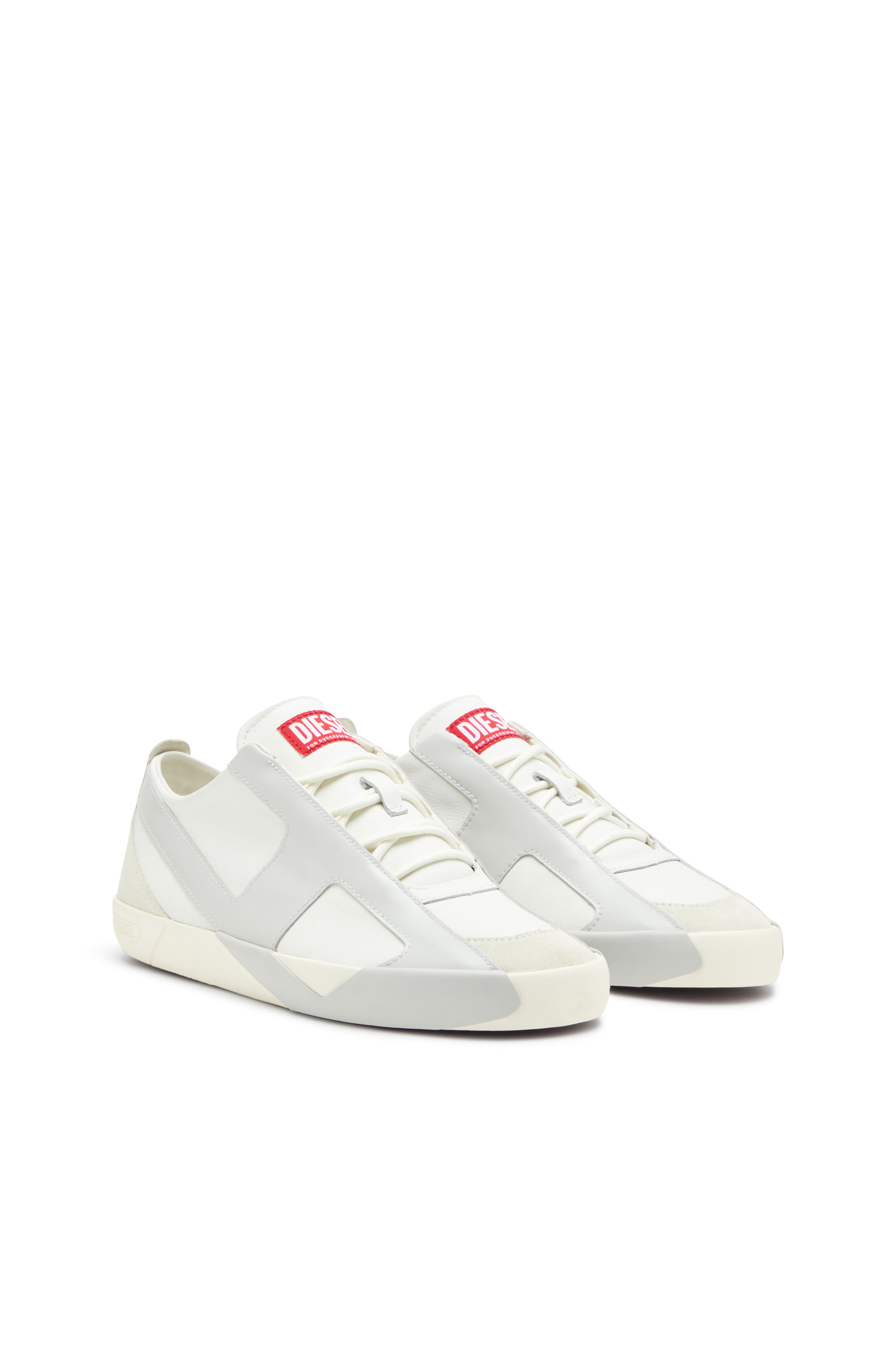 Diesel - S-SLANTE-D LOW, Male's S-Slante-D-Sneakers in suede and leather with D logo in White/Grey - 3