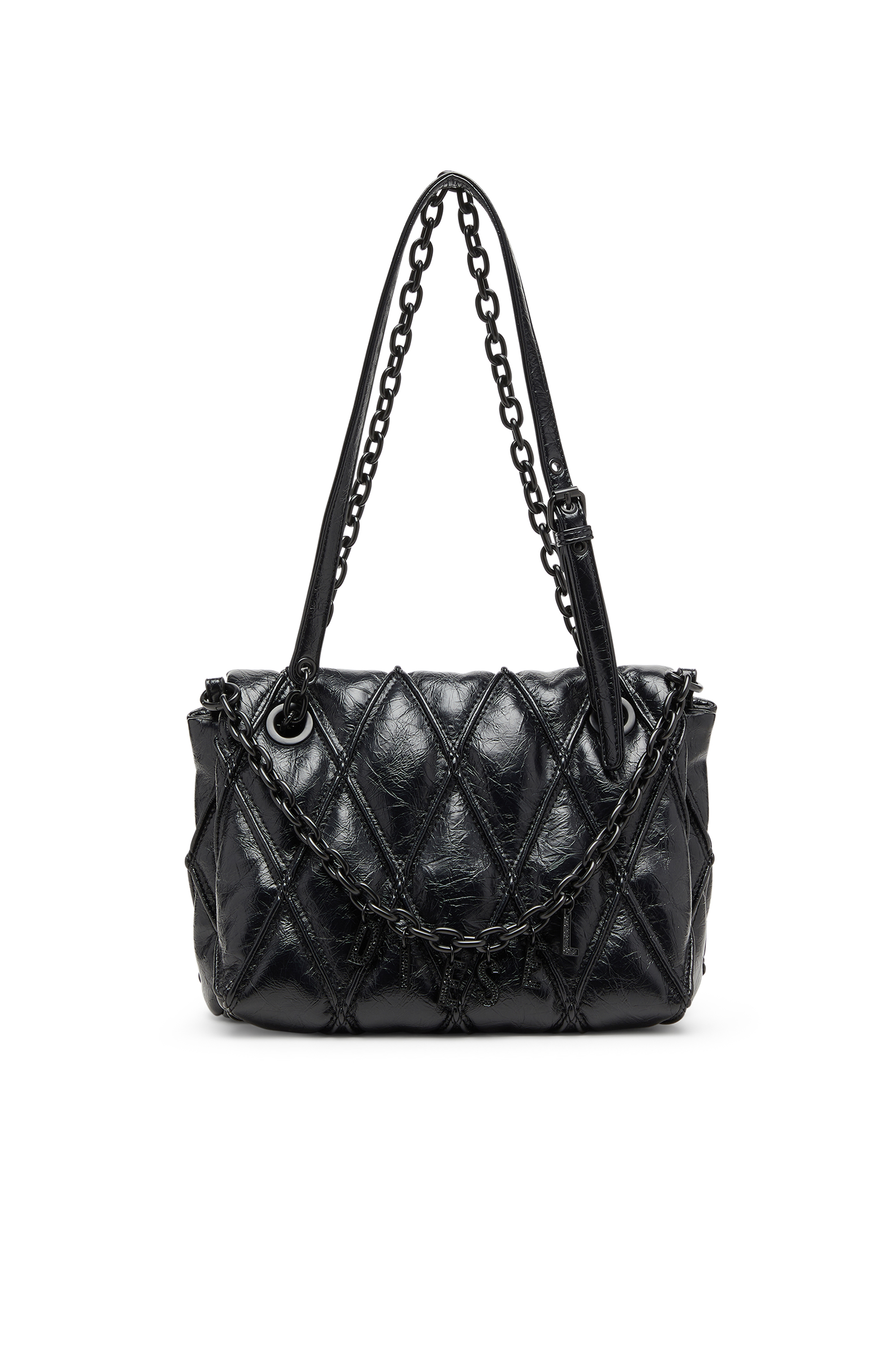 Diesel - CHARM-D SHOULDER M, Woman's Charm-D - Shoulder bag in shiny quilted PU in Black - 6