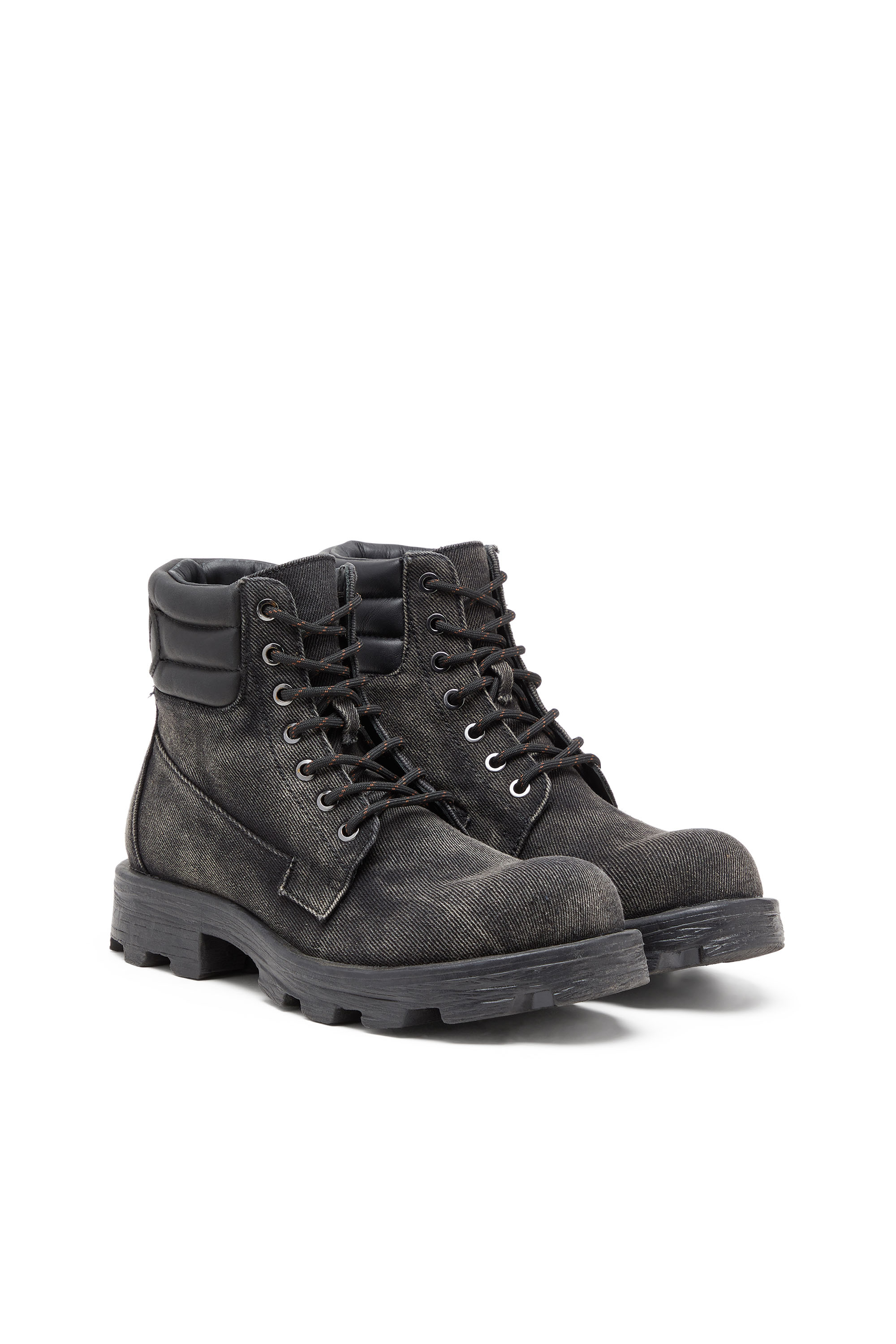 Diesel - D-HAMMER LACE UP W, Female's D-Hammer-Combat boots in denim and leather in Dark Grey - 2