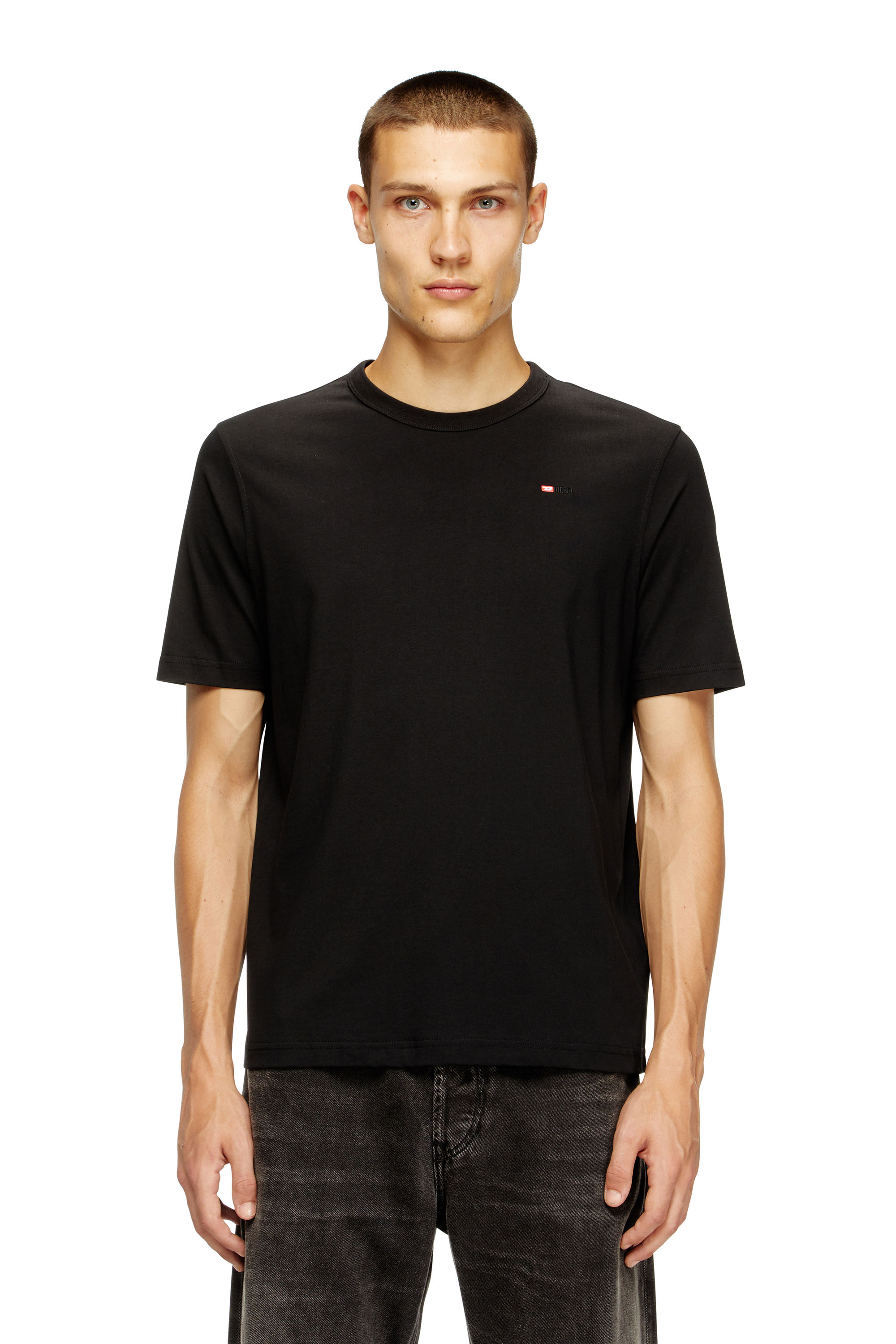 Diesel - T-ADJUST-MICRODIV, Unisex's T-shirt with micro-embroidered logo in Black - 2