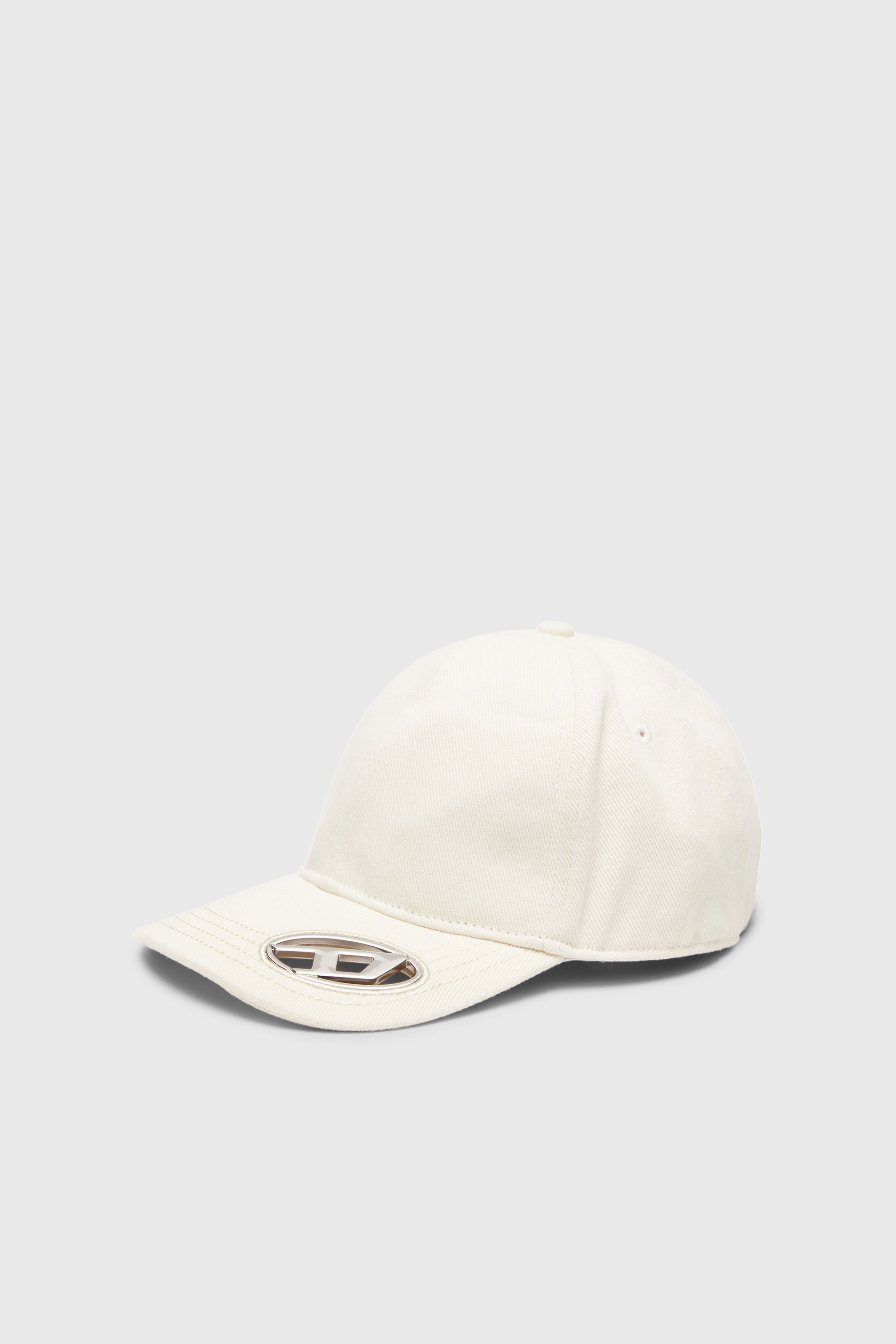 Baseball cap with oval D plaque