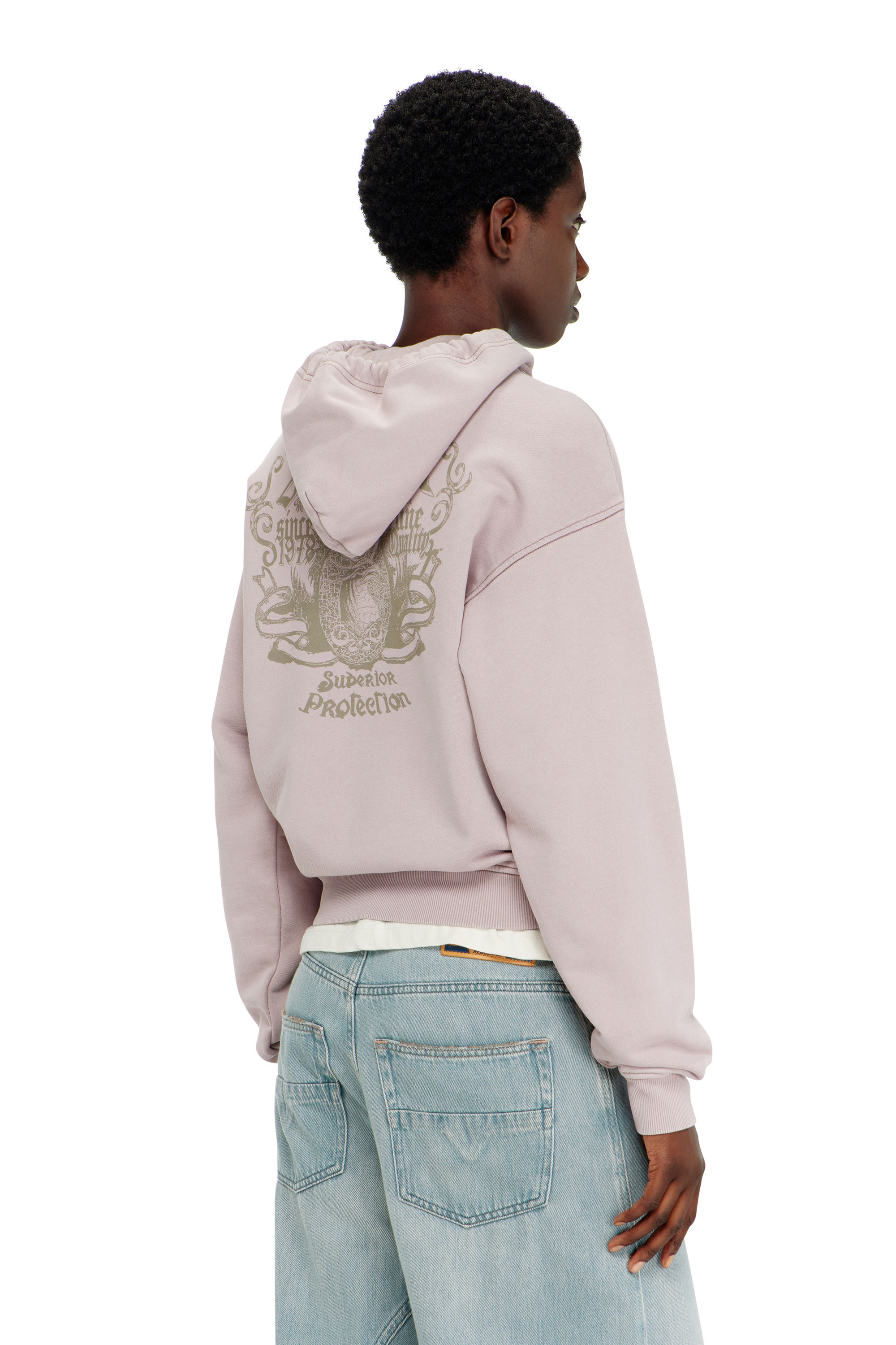 Diesel - F-PHOENY, Sudadera con capucha, estampados y tachuelas de strass Mujer in Morado - 4