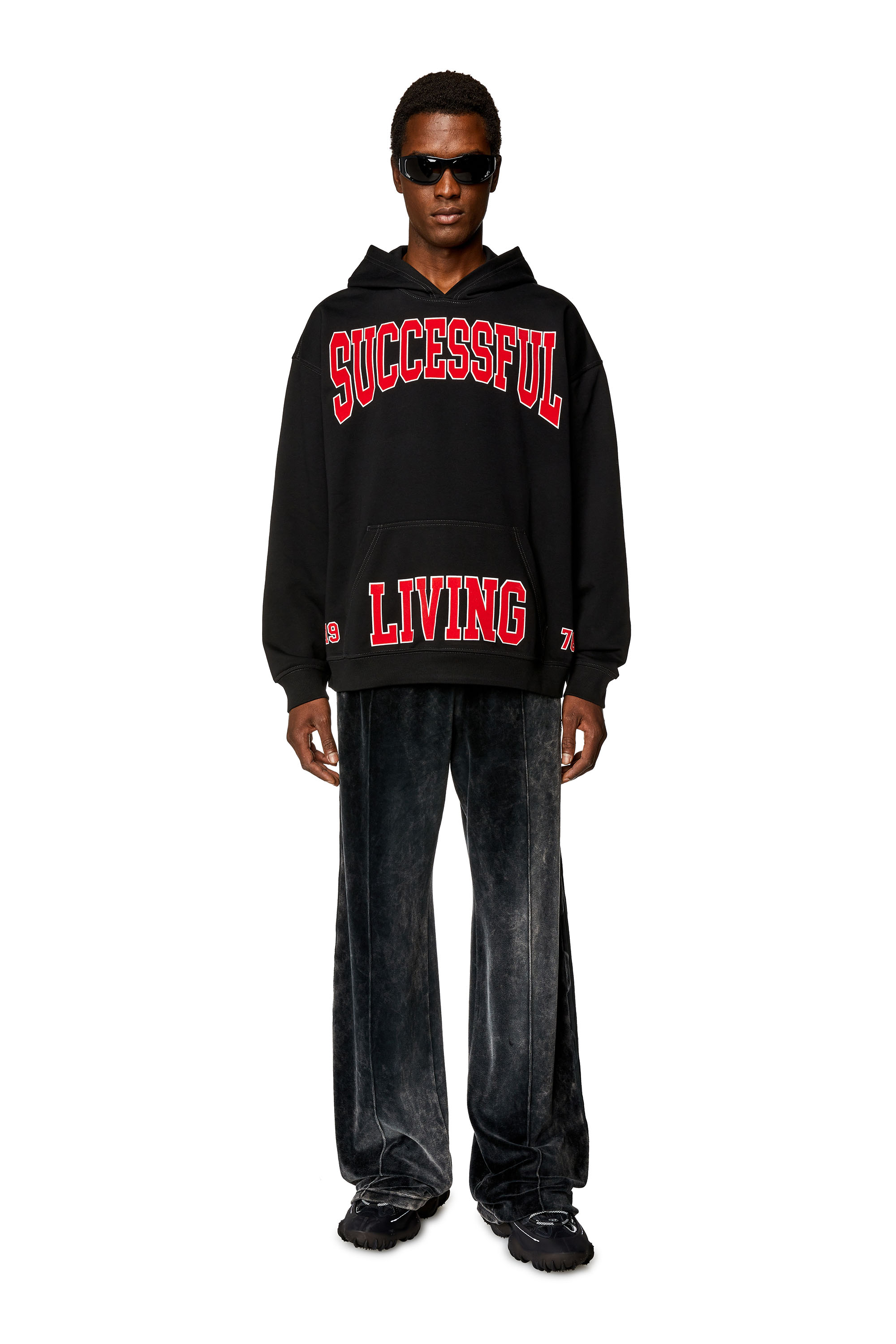Men's Hoodie with college prints | Black | Diesel