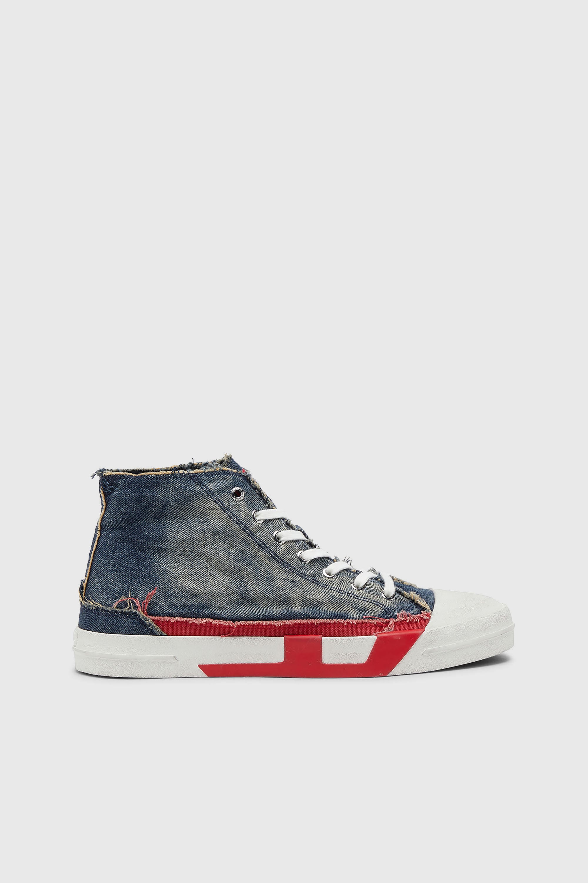 Diesel - S-D-VERSE MID II, D-Verse-Baskets montantes en denim avec logo D Homme in Bleu - 1
