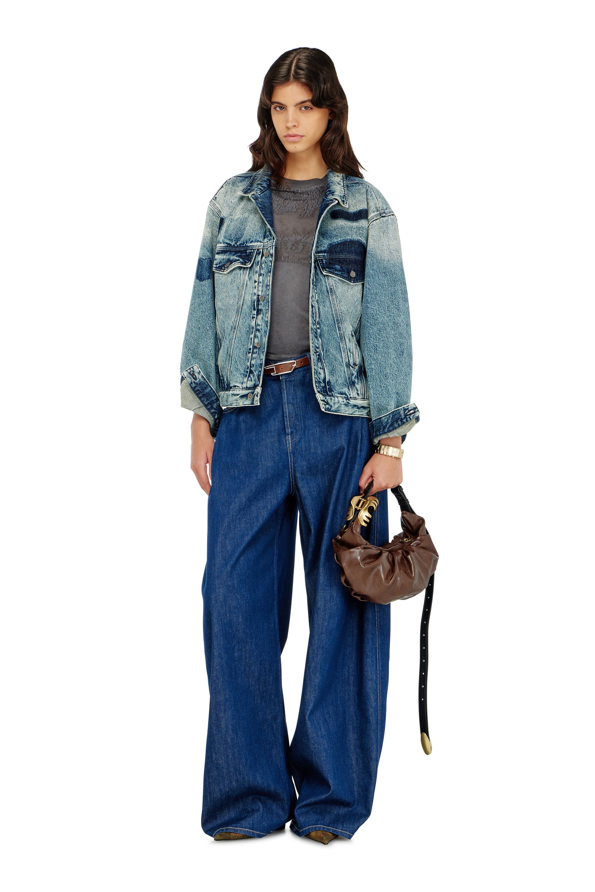 Diesel - D-DENVER-S2, Chaqueta trucker con efecto patch Unisex in Azul marino - 4
