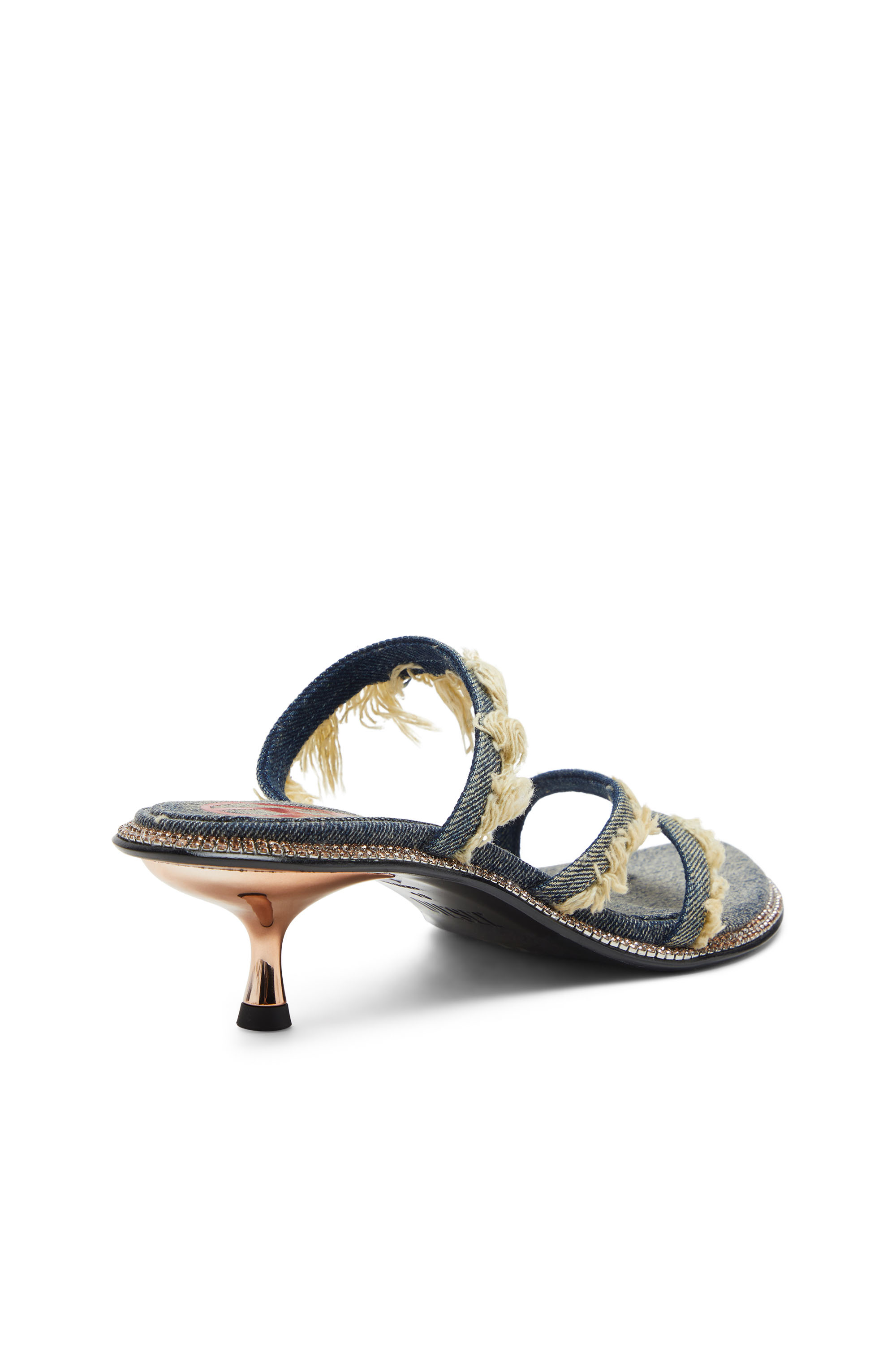Diesel - D-HAVANNA KITTIE, Female's D-Havanna Kittie-Frayed-denim mules with crystals in Blue - 4