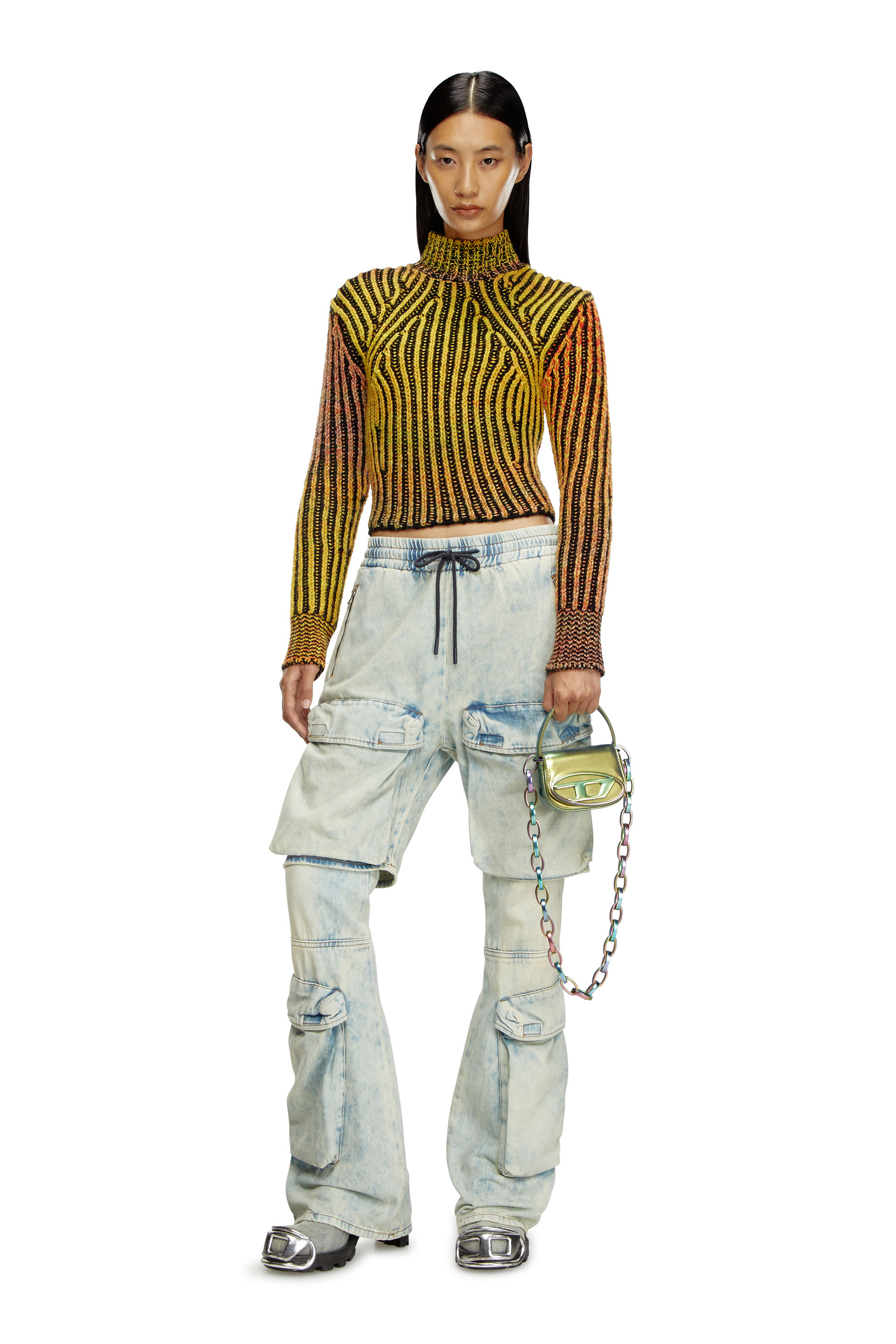 Women's Cropped turtleneck in dégradé knit | Orange | Diesel