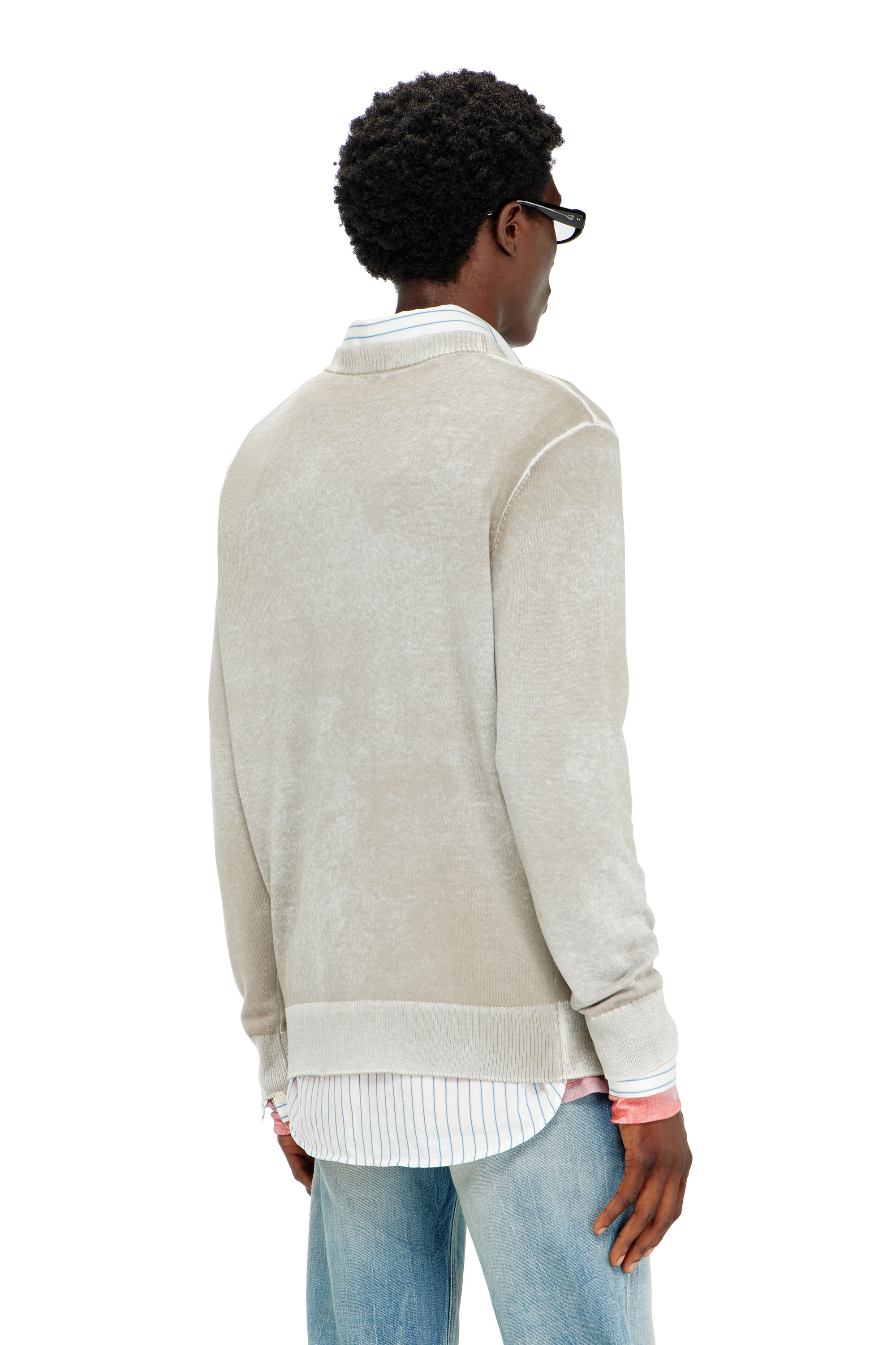 Diesel - K-LAURENT, Male's Jumper with faded reverse print in Light Grey - 4