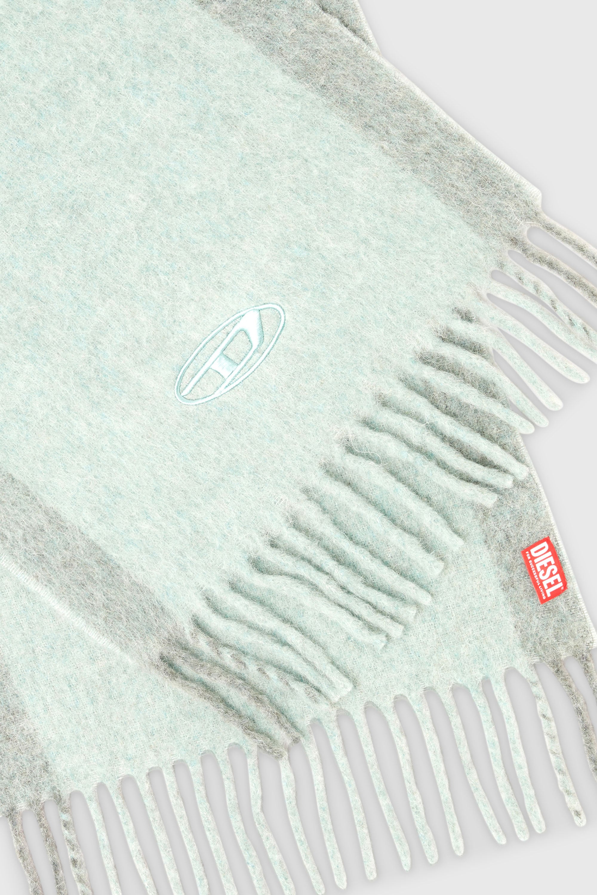 Diesel - S-OLID, Male's Wool-blend scarf with contrast stripes in Water Green - 3